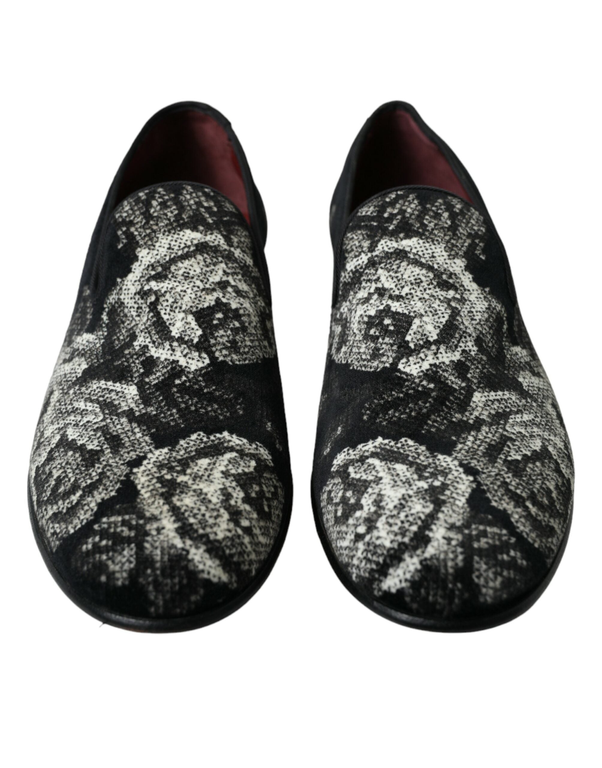 Zapatillas negras con estampado floral de Dolce & Gabbana, mocasines para hombre, zapatos de vestir-2