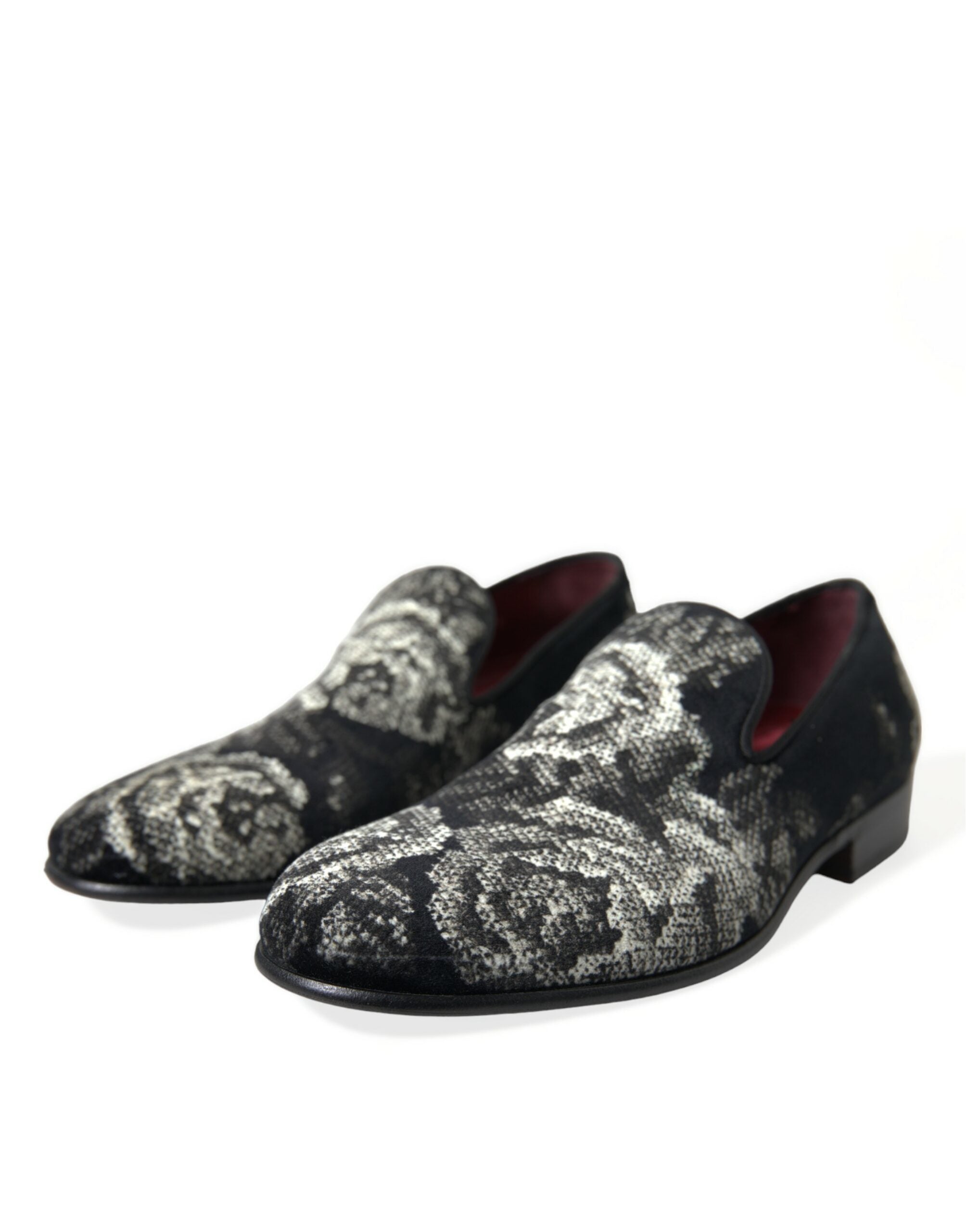 Zapatillas negras con estampado floral de Dolce & Gabbana, mocasines para hombre, zapatos de vestir-3