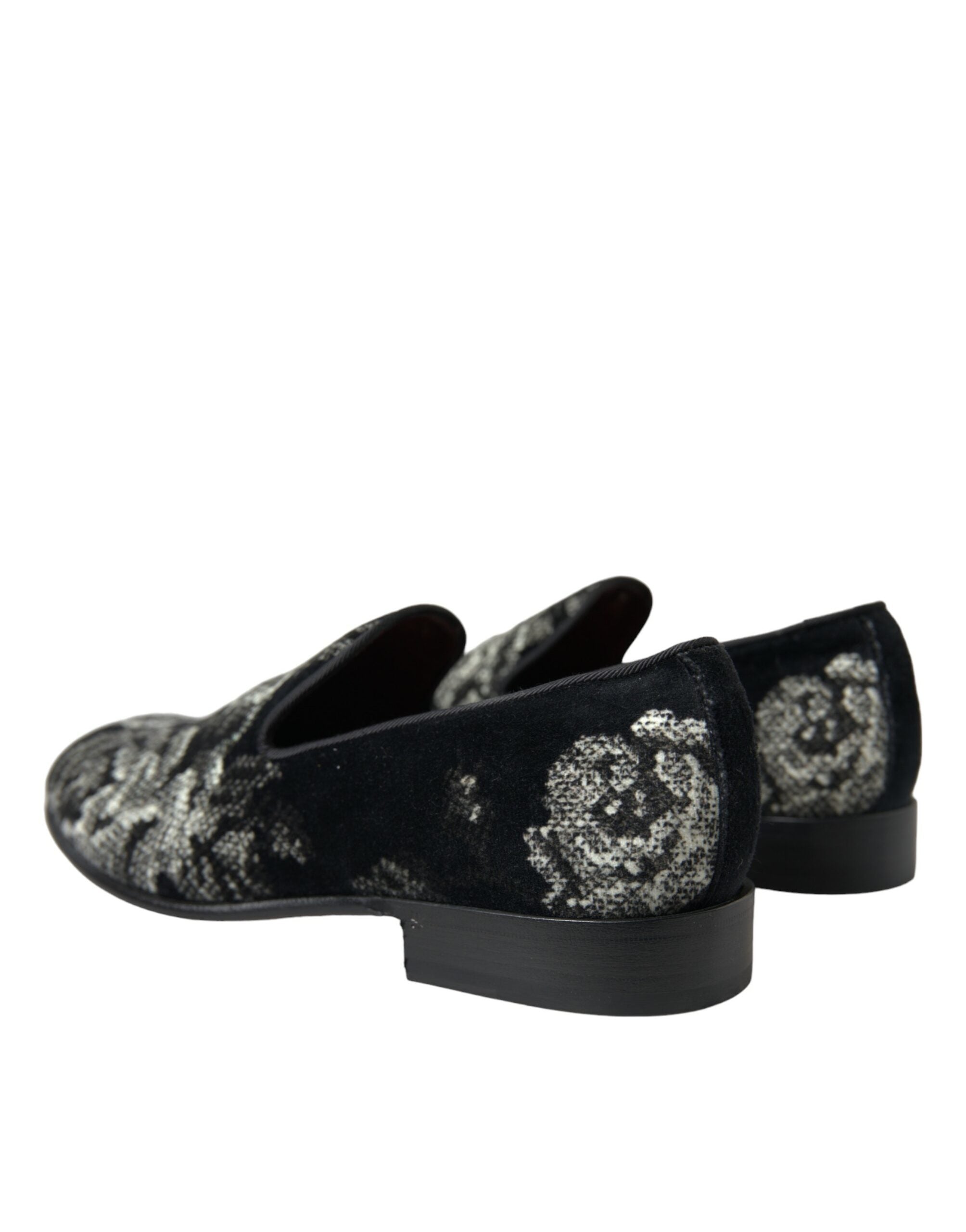 Zapatillas negras con estampado floral de Dolce & Gabbana, mocasines para hombre, zapatos de vestir-4