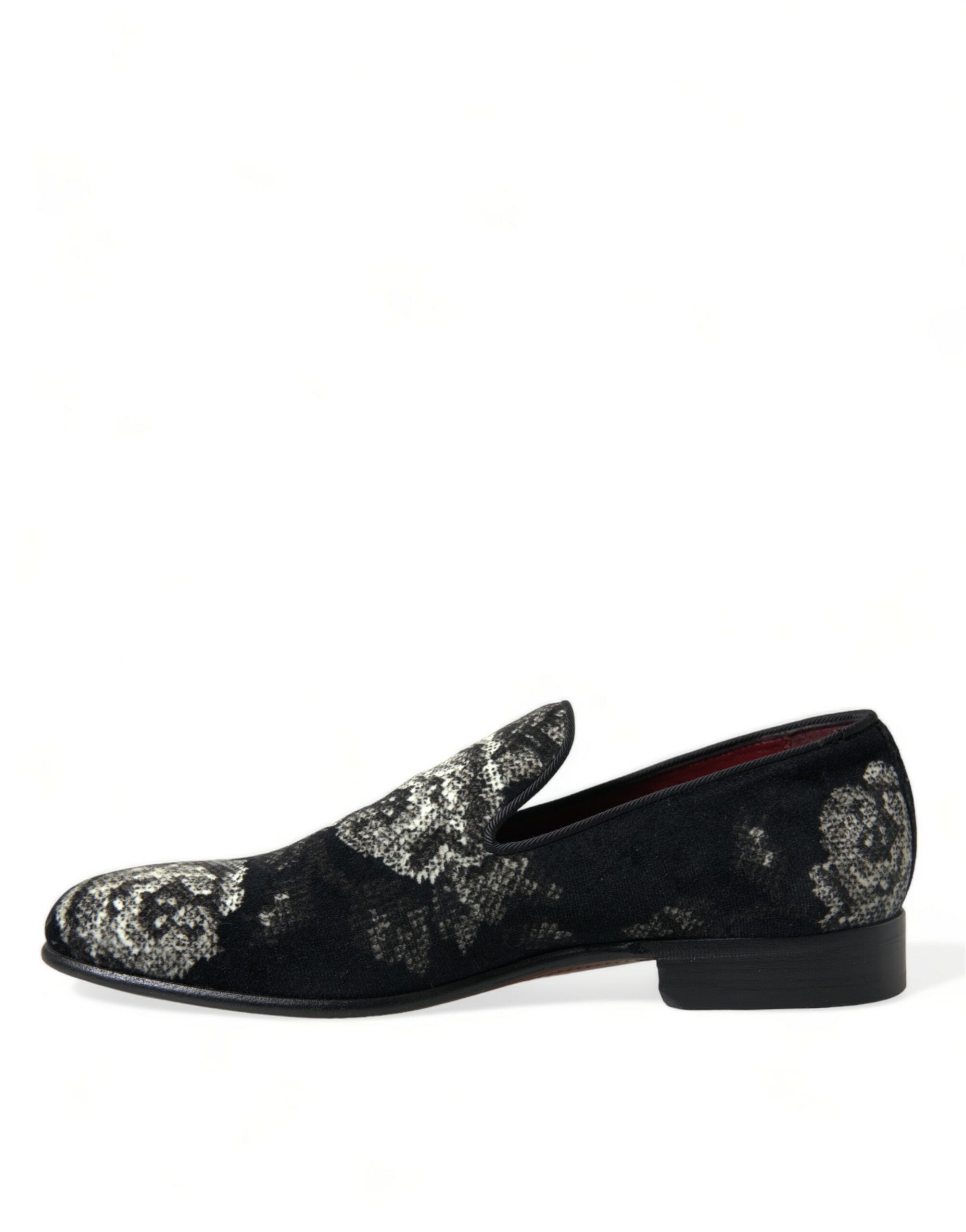 Zapatillas negras con estampado floral de Dolce & Gabbana, mocasines para hombre, zapatos de vestir-5