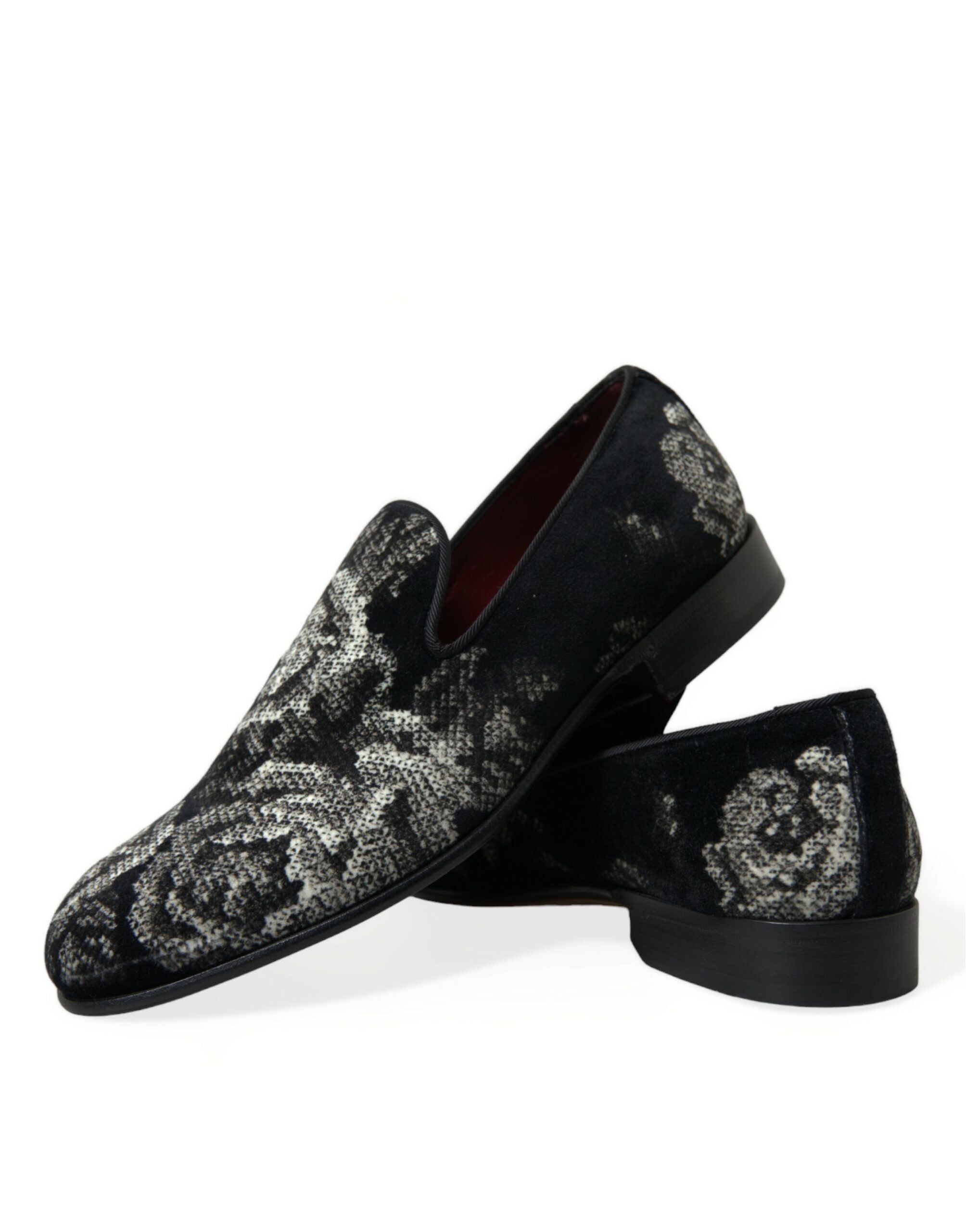 Zapatillas negras con estampado floral de Dolce & Gabbana, mocasines para hombre, zapatos de vestir-7