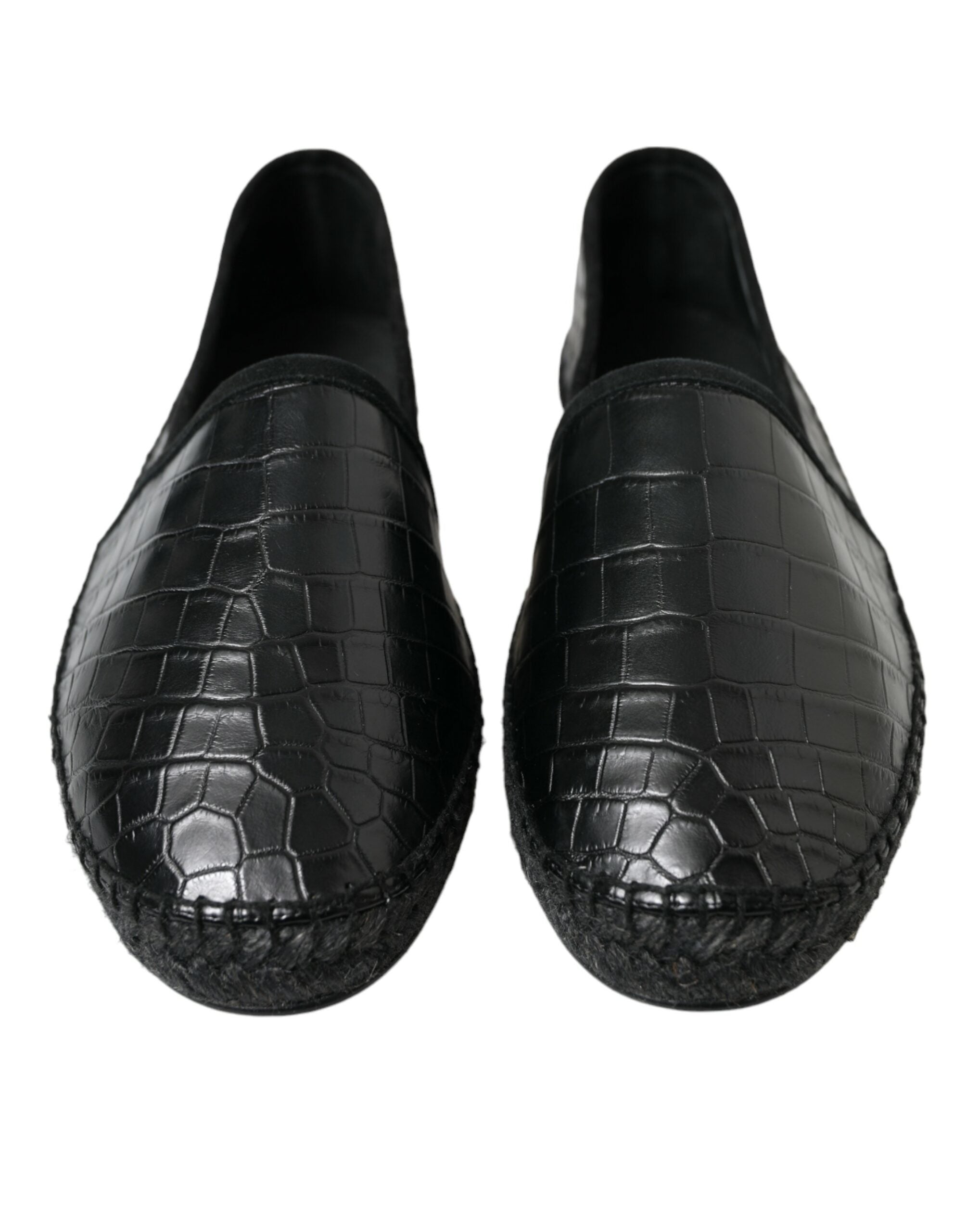Dolce & Gabbana Black Exotic Leather Espadrilles Slip On Shoes-2