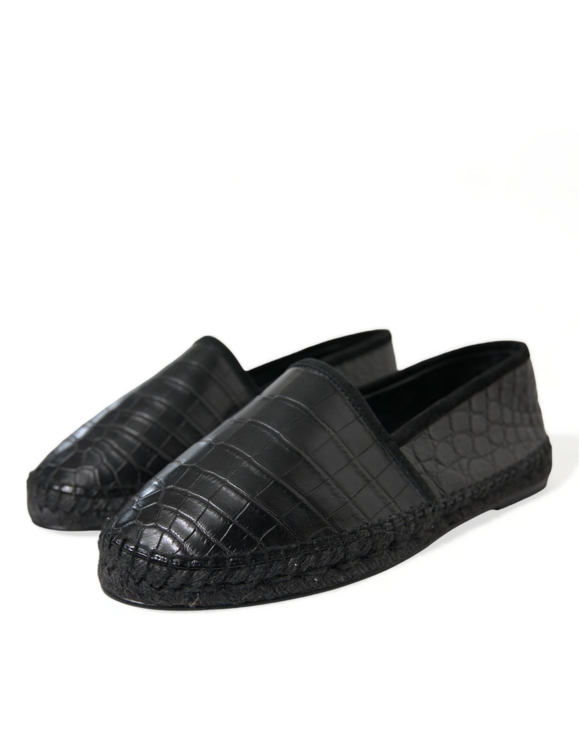 Dolce & Gabbana Black Exotic Leather Espadrilles Slip On Shoes-3