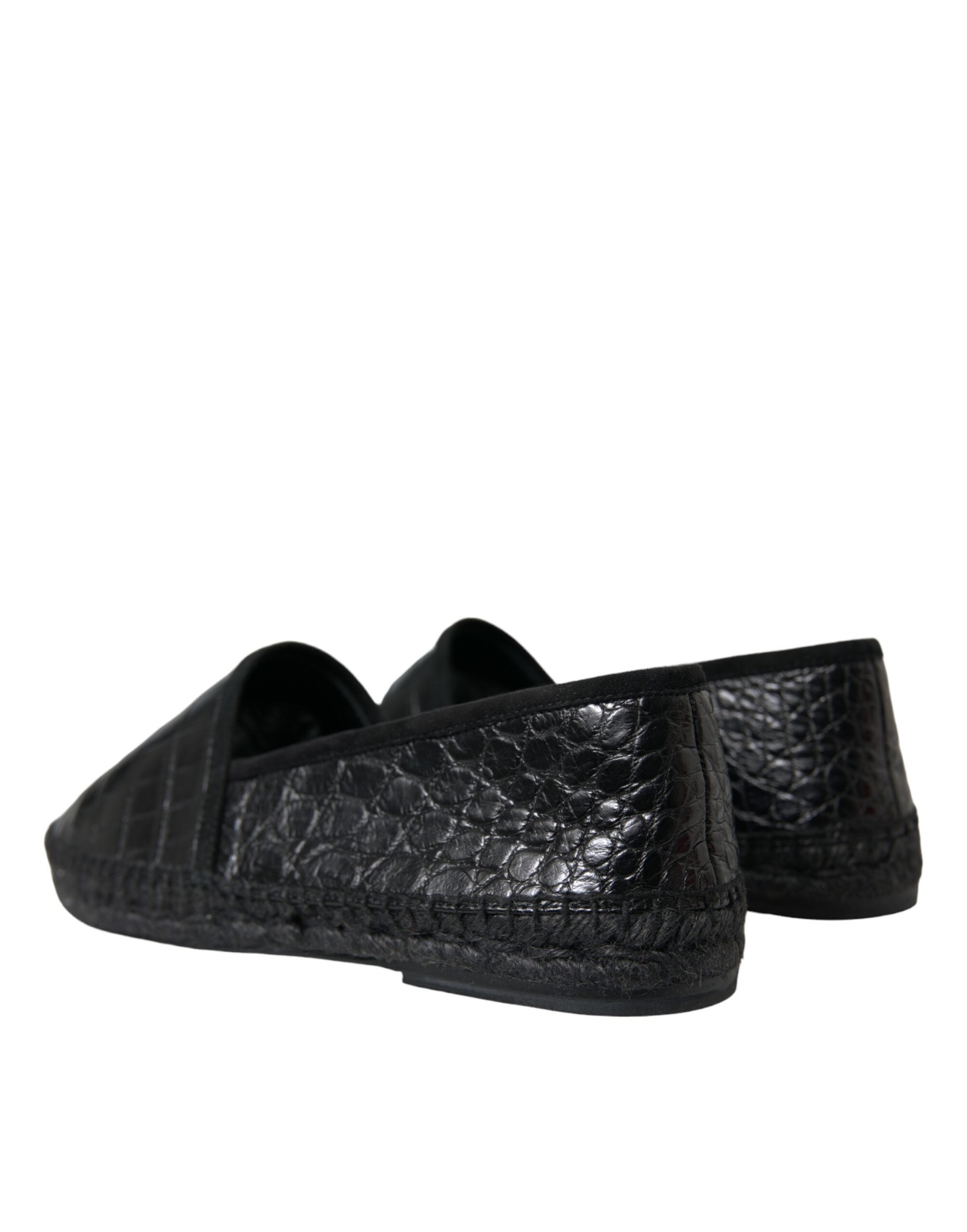 Dolce & Gabbana Black Exotic Leather Espadrilles Slip On Shoes-4