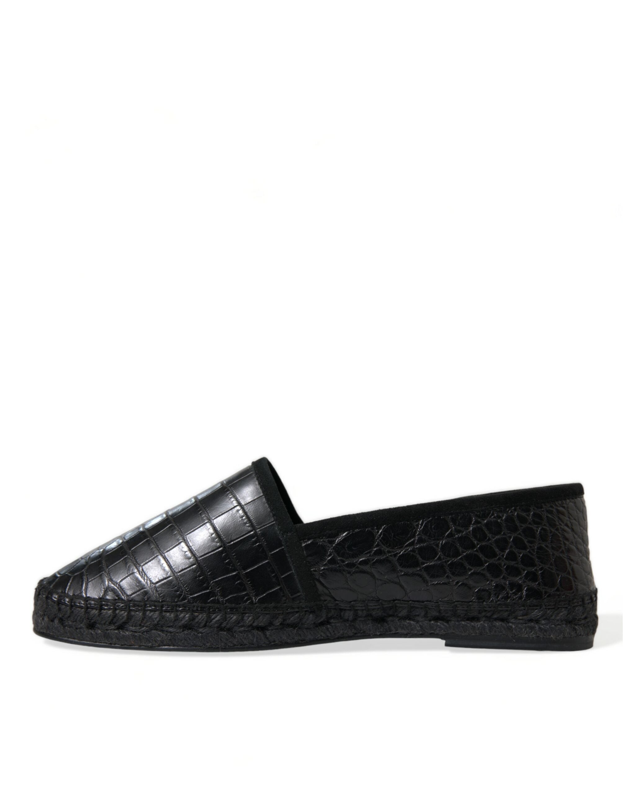 Dolce & Gabbana Black Exotic Leather Espadrilles Slip On Shoes-5