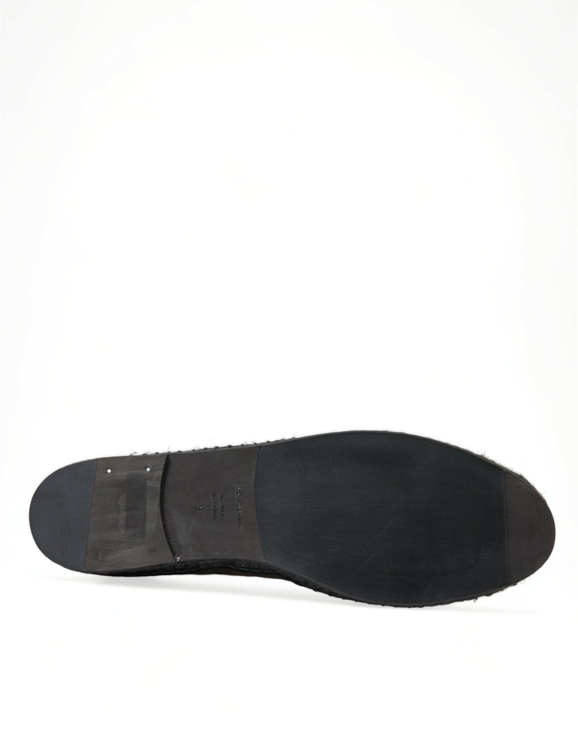 Dolce & Gabbana Black Exotic Leather Espadrilles Slip On Shoes-6