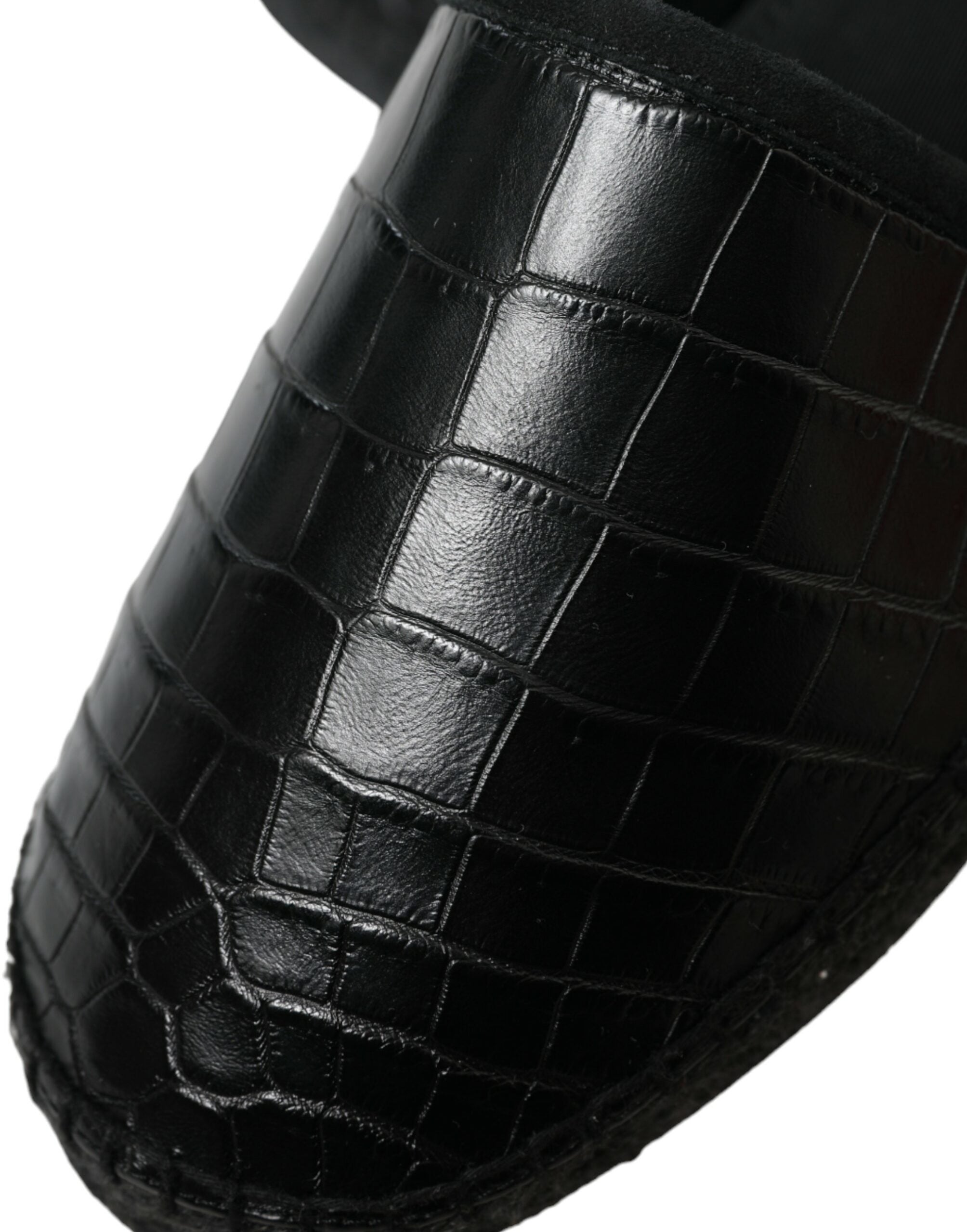 Dolce & Gabbana Black Exotic Leather Espadrilles Slip On Shoes-8