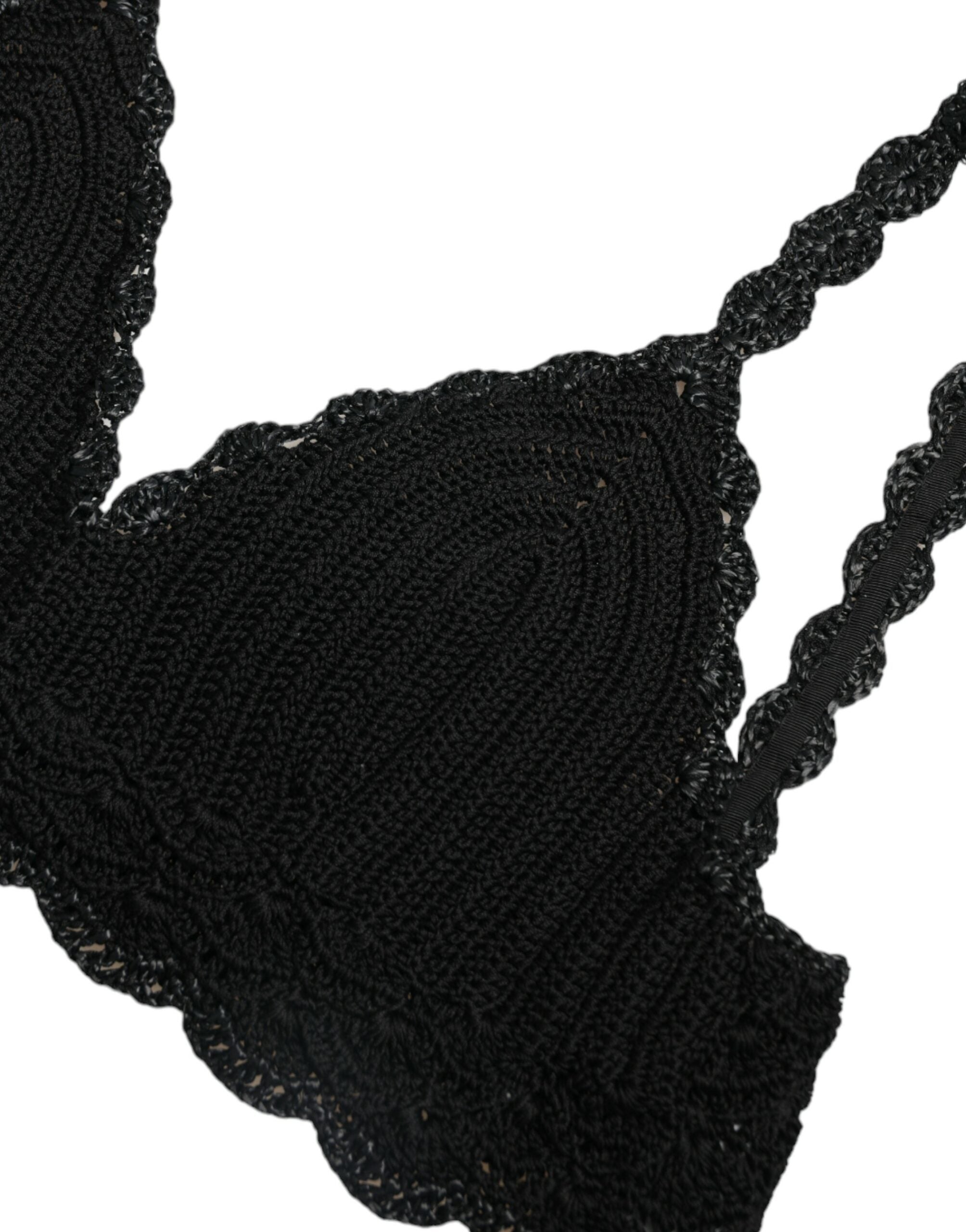 Top corto de crochet con bustier de algodón negro de Dolce & Gabbana-5