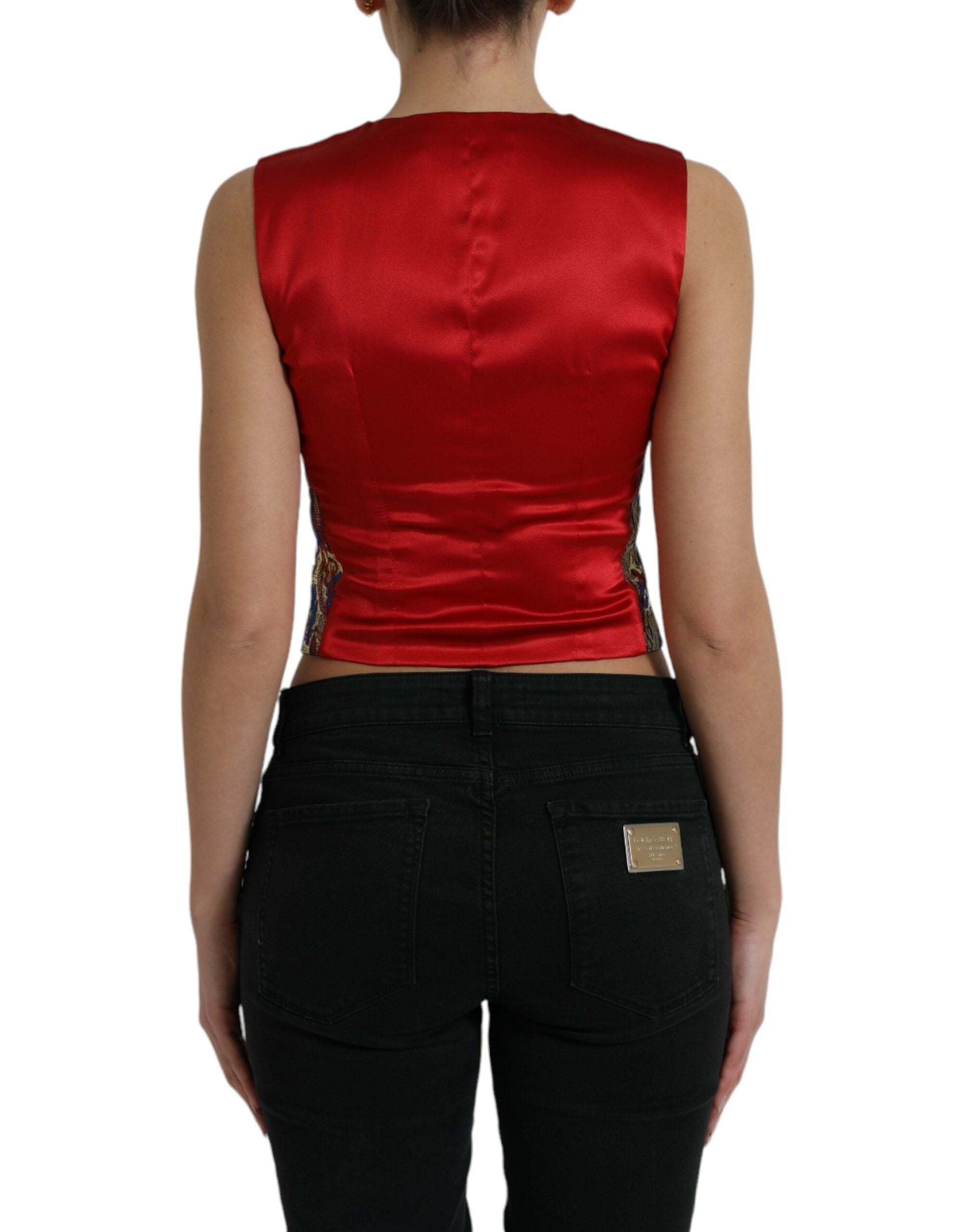 Dolce & Gabbana Multicolor Jacquard Button Vest Vest Top-3