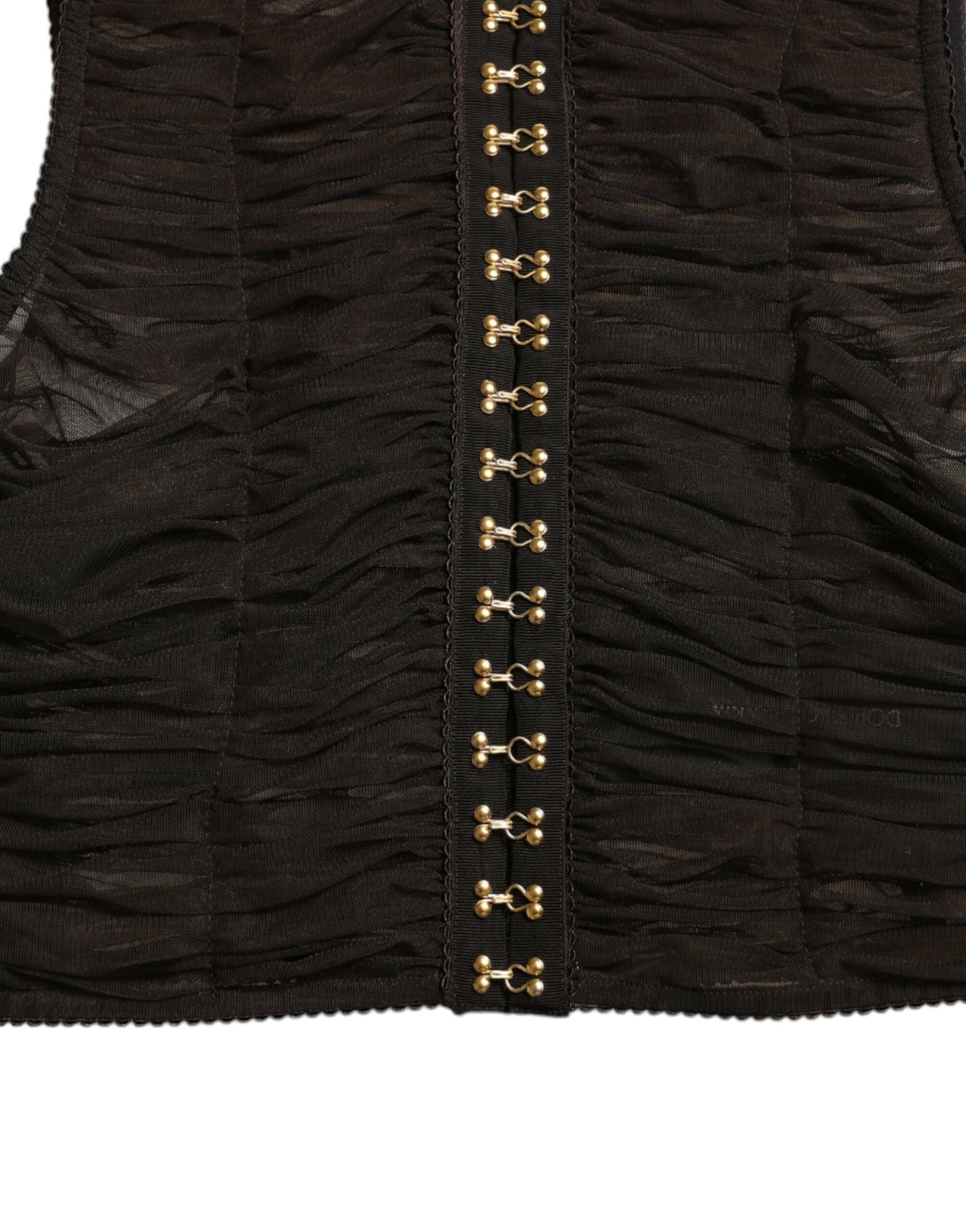 Dolce & Gabbana Brown Embellished Nylon Stretch Cropped Top-6