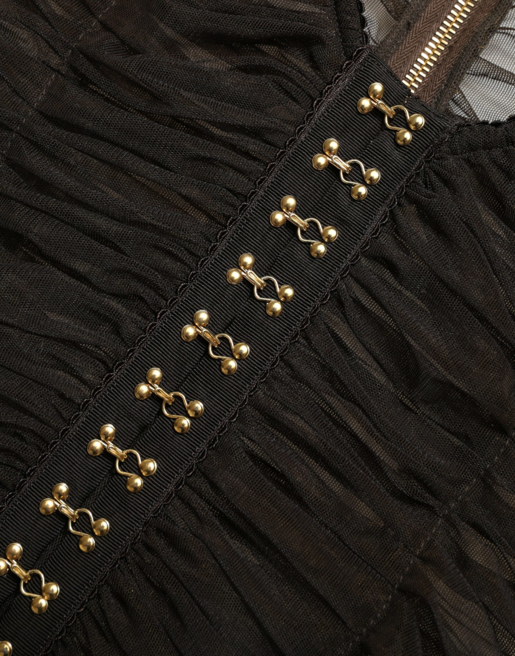 Dolce & Gabbana Brown Embellished Nylon Stretch Cropped Top-7