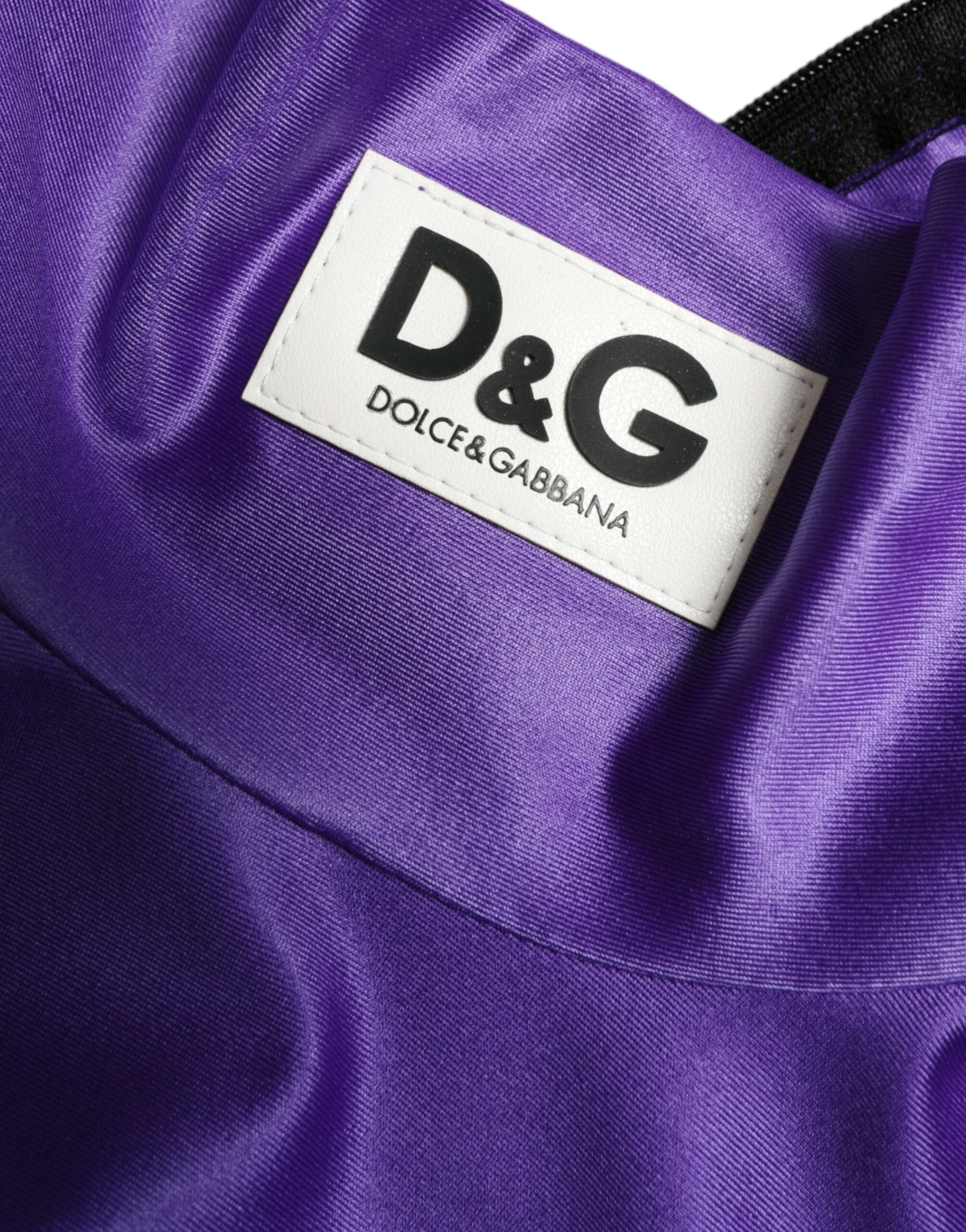 Top ajustado de manga larga elástico de nailon morado de Dolce & Gabbana-8