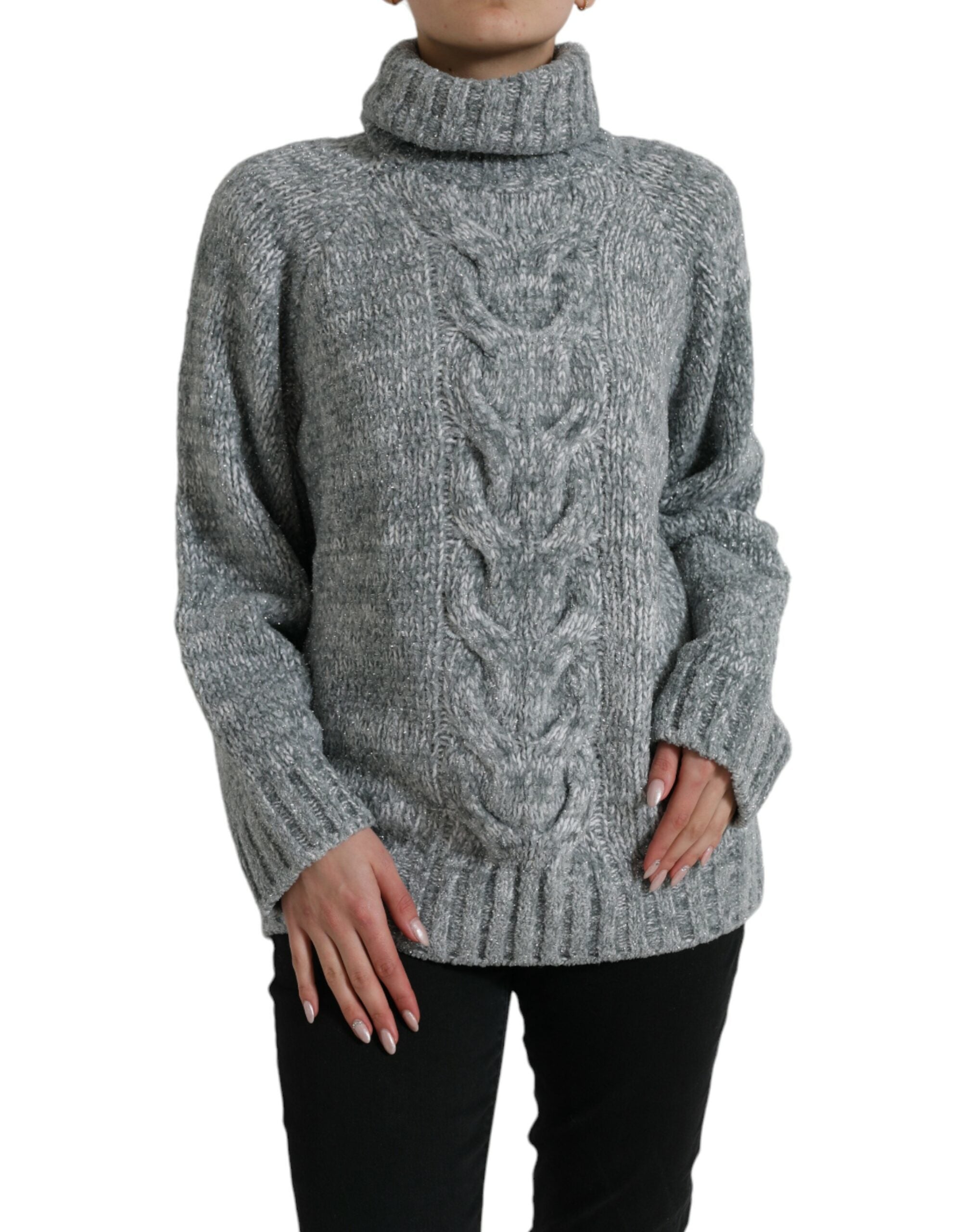 Suéter de cuello alto de cachemir gris de Dolce & Gabbana-1