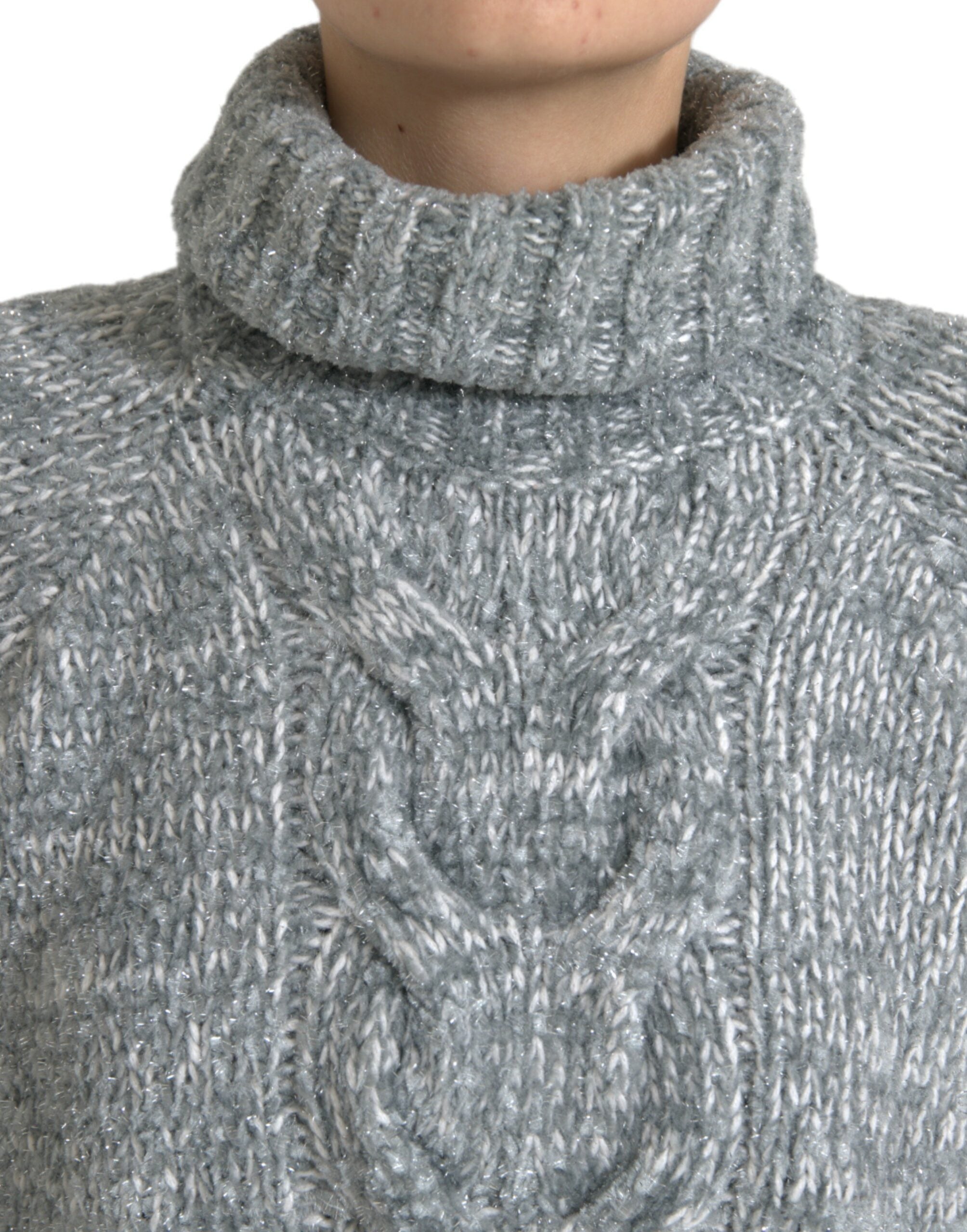 Suéter de cuello alto de cachemir gris de Dolce & Gabbana-4