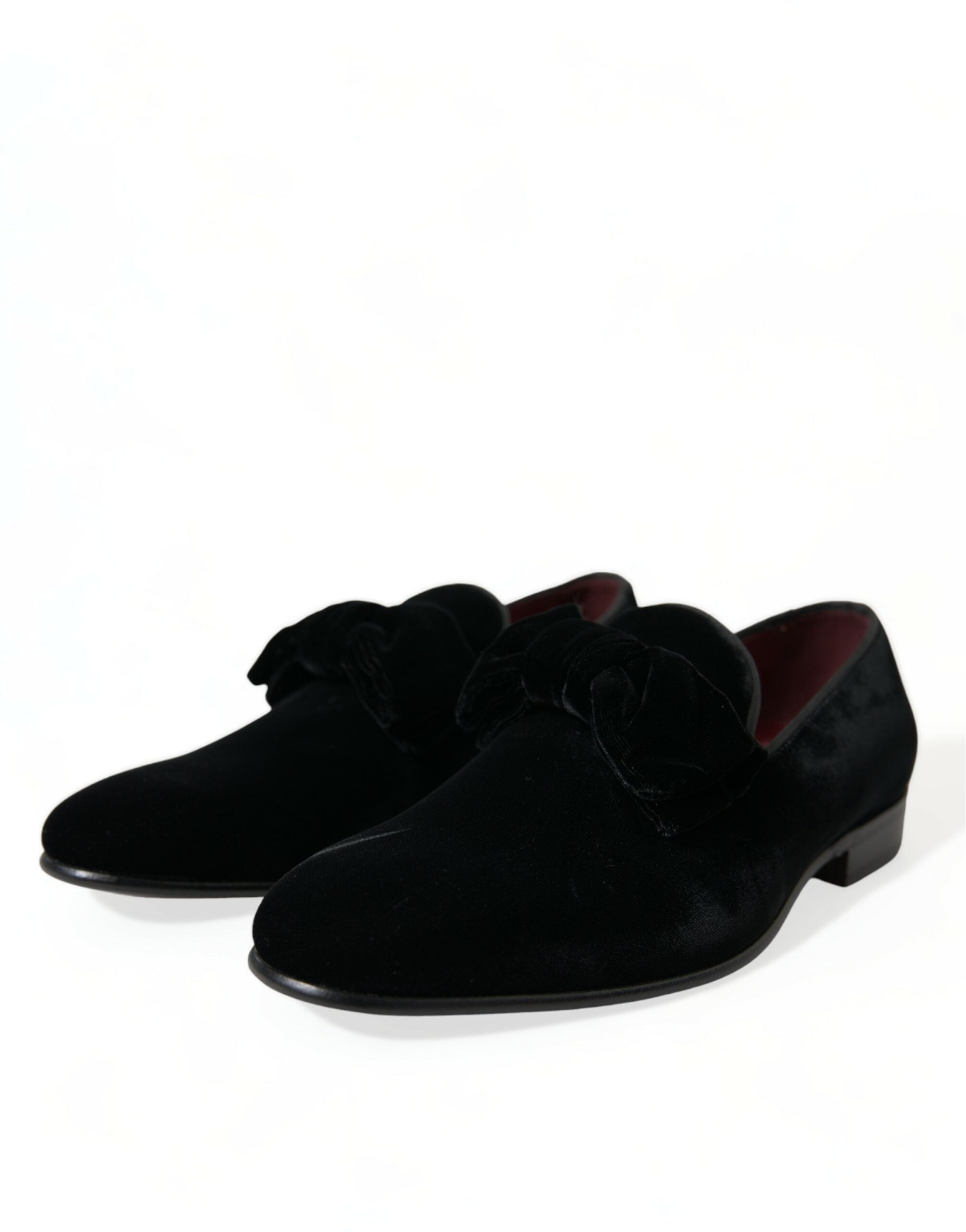 Dolce & Gabbana Black Velvet Loafers Formal Shoes-3