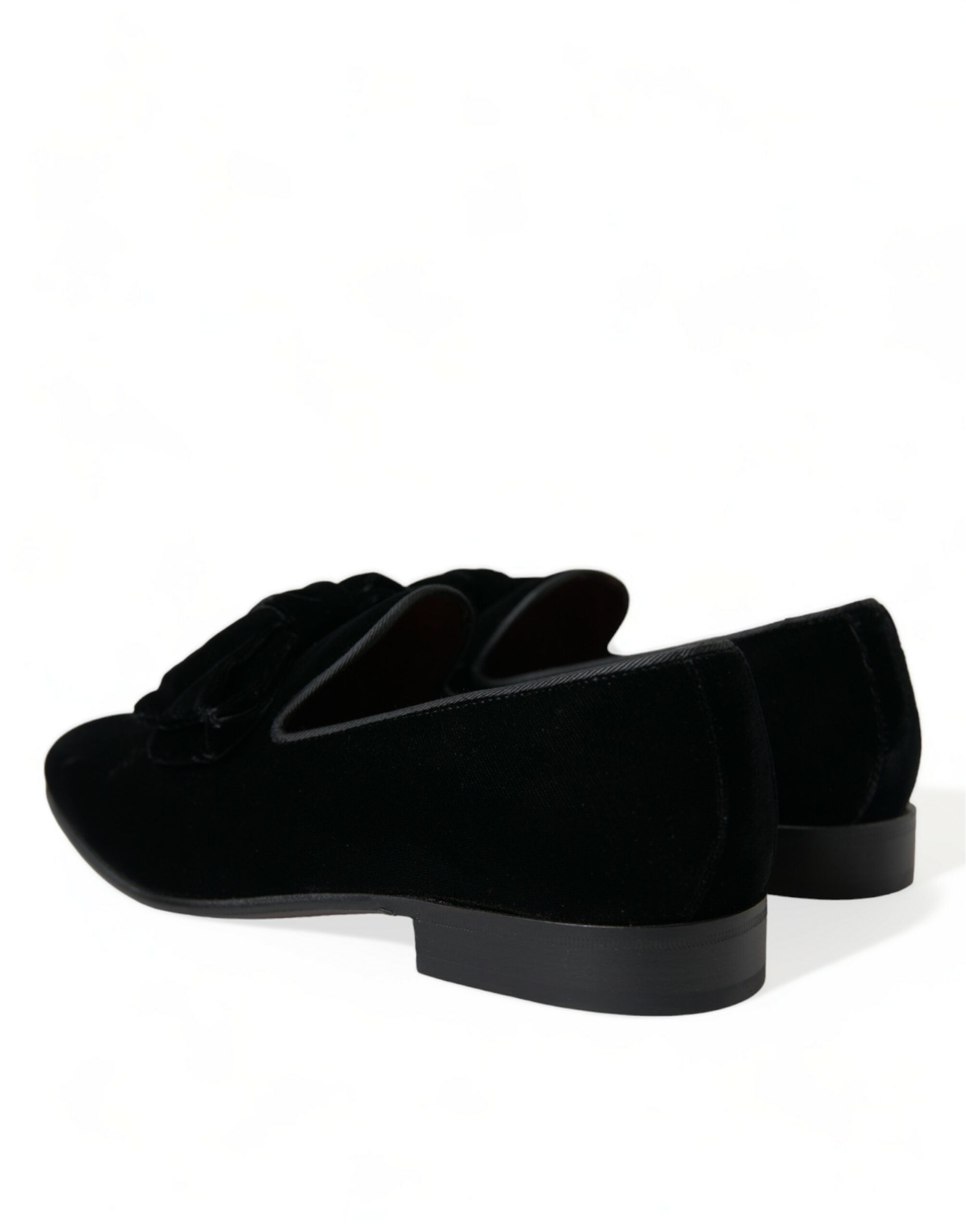 Dolce & Gabbana Black Velvet Loafers Formal Shoes-4