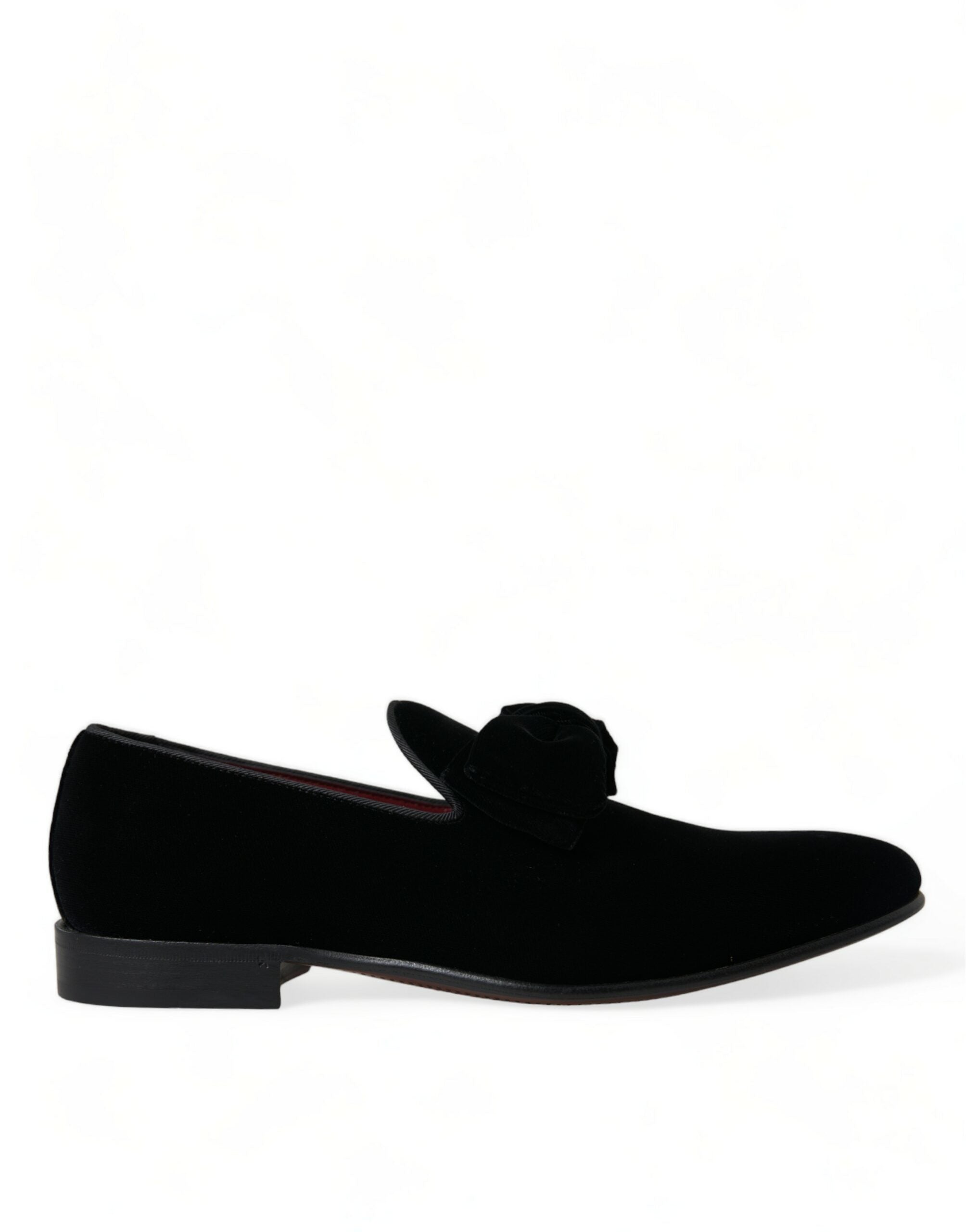 Dolce & Gabbana Black Velvet Loafers Formal Shoes-1