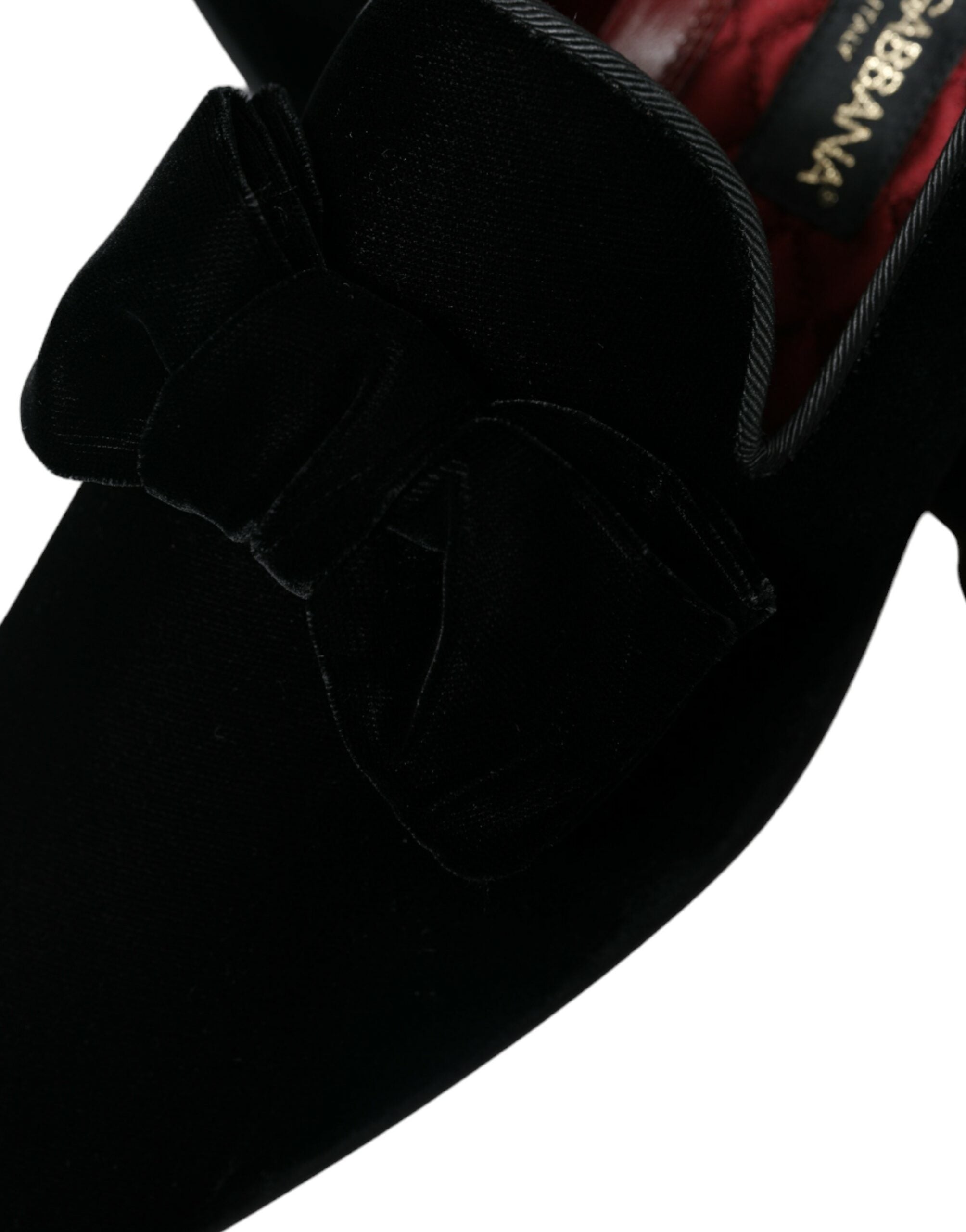 Dolce & Gabbana Black Velvet Loafers Formal Shoes-8