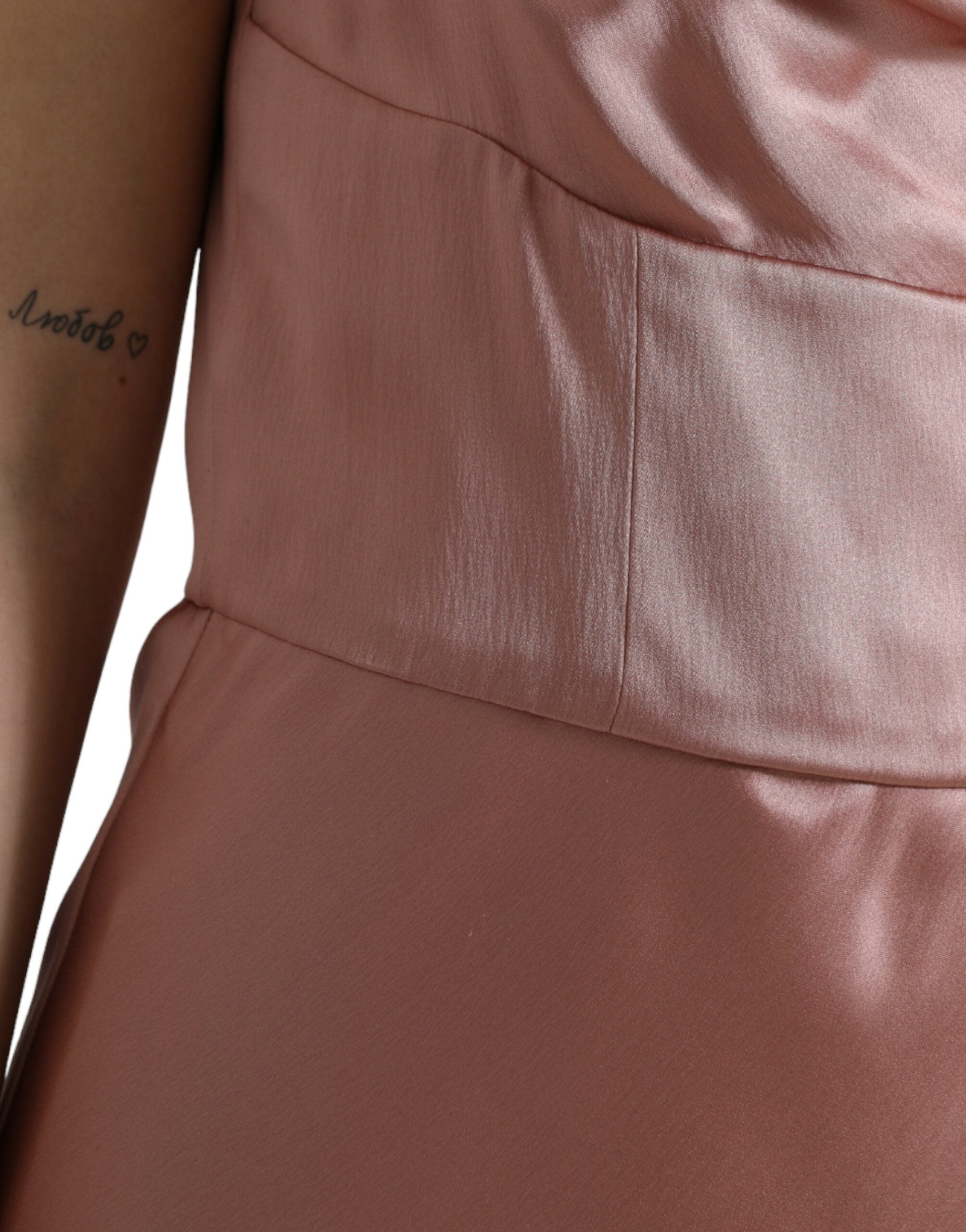 Dolce & Gabbana Pink Silk Spaghetti Strap Long Dress-5