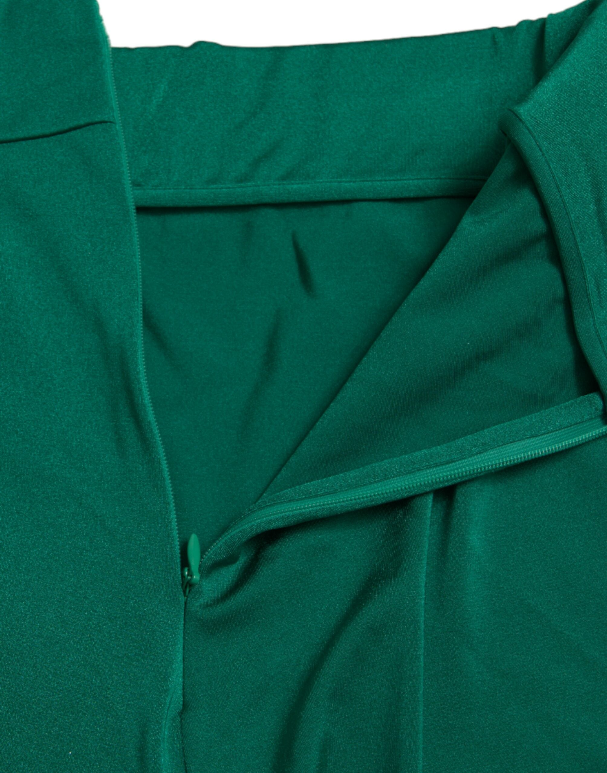 Dolce & Gabbana Green Nylon Stretch Slim Leggings Pants-5