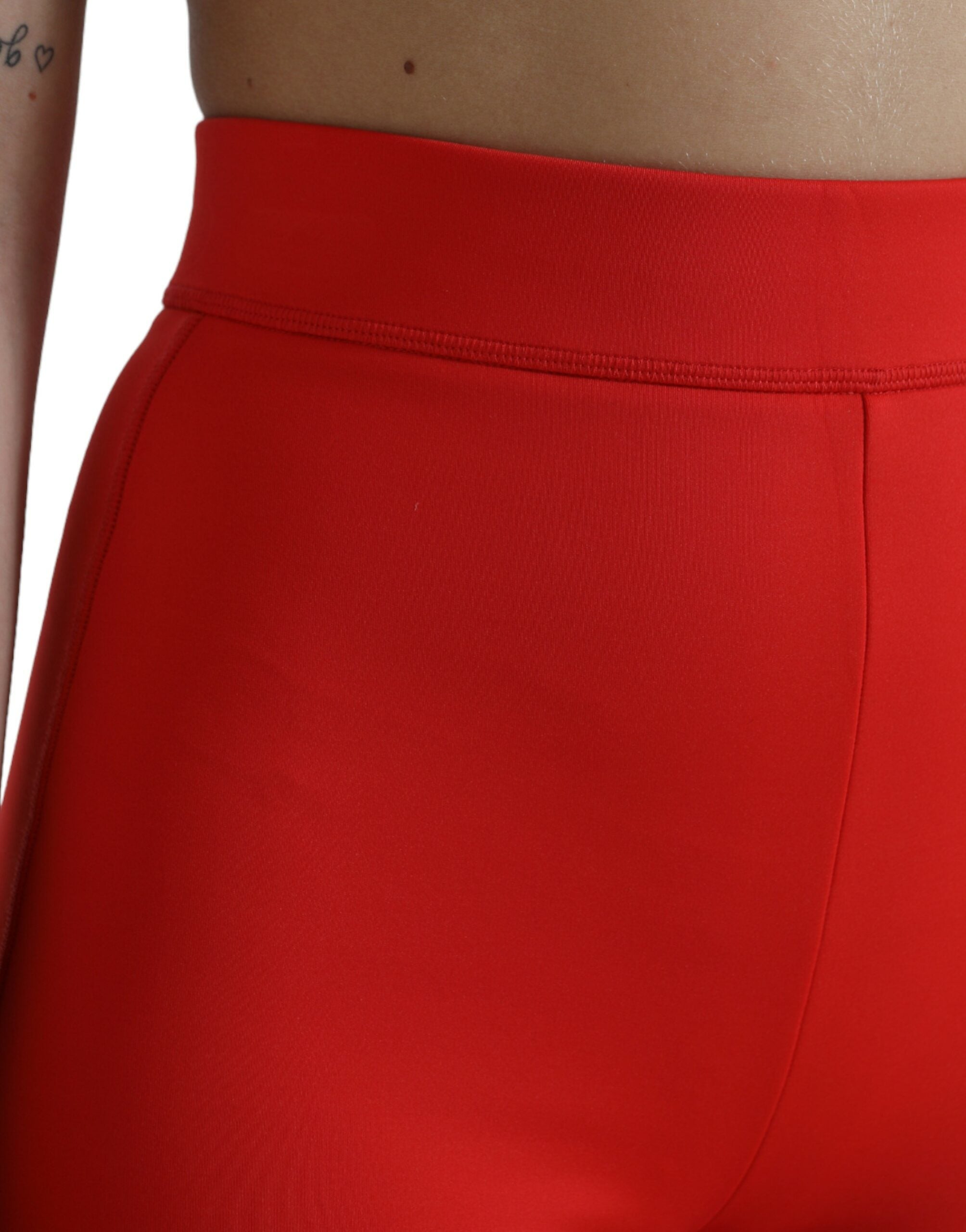Dolce & Gabbana Red Nylon Stretch Slim Leggings Pants-4