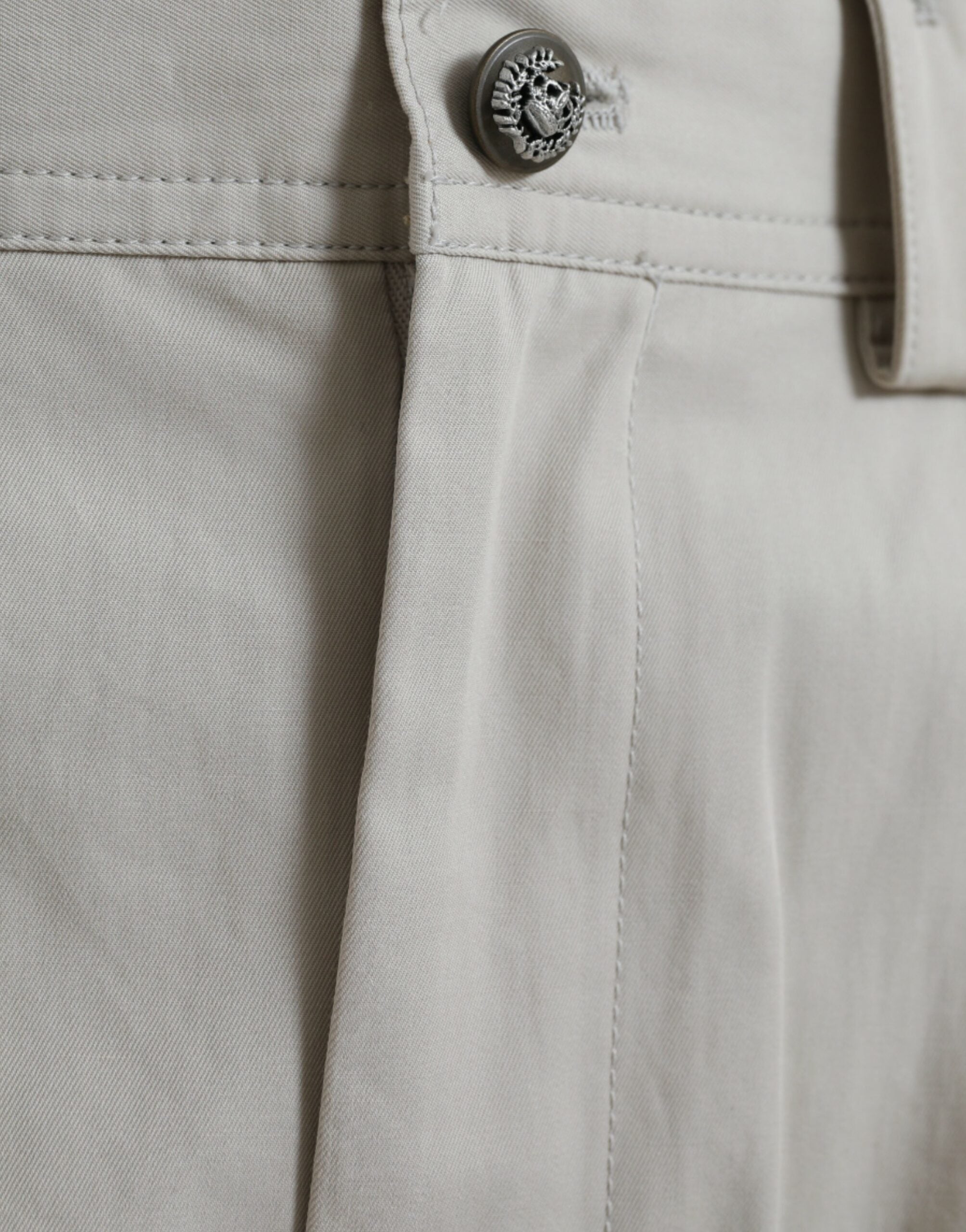 Pantalón Dolce & Gabbana de algodón beige con cintura alta y corte cónico-5