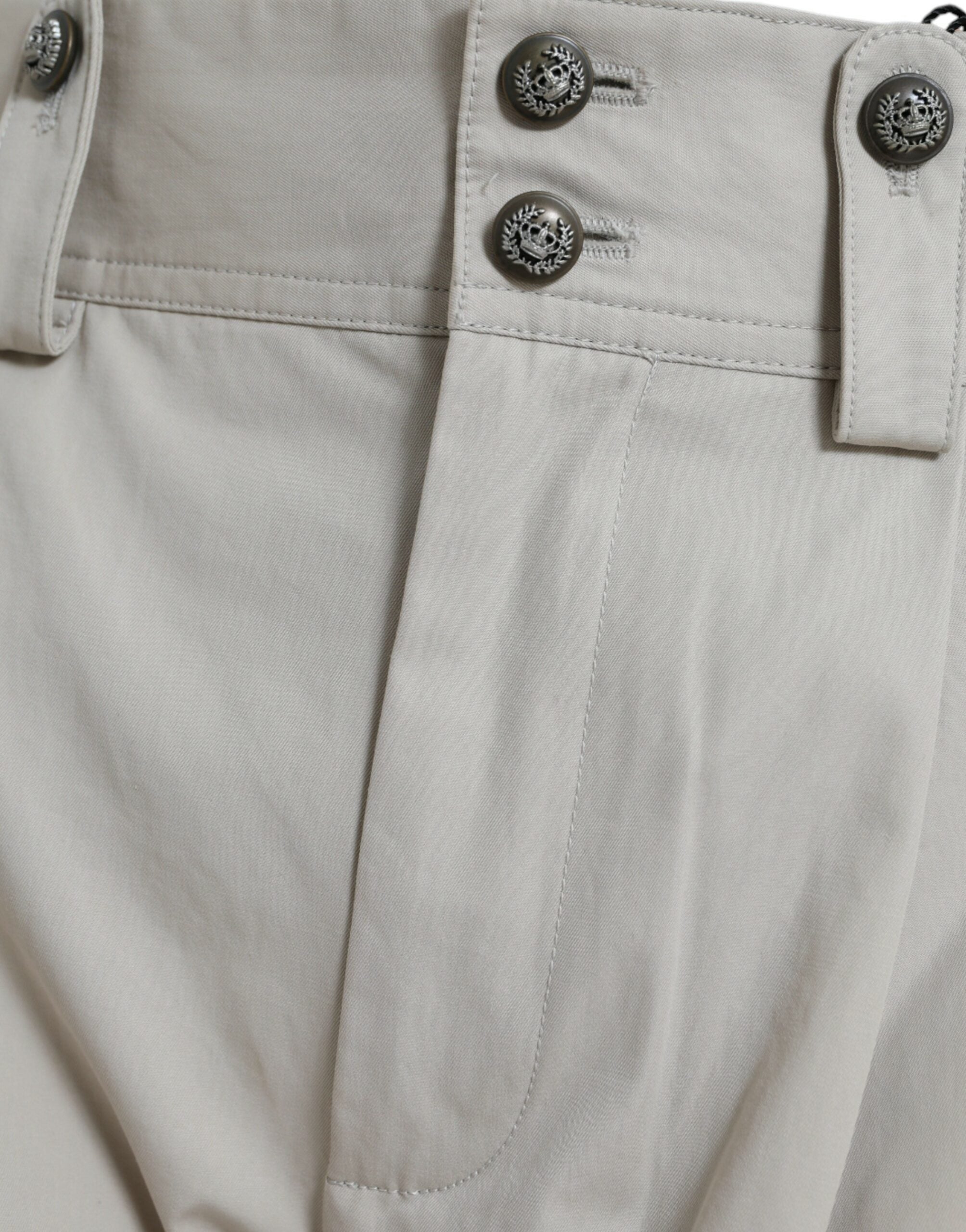 Pantalón Dolce & Gabbana de algodón beige con cintura alta y corte cónico-6