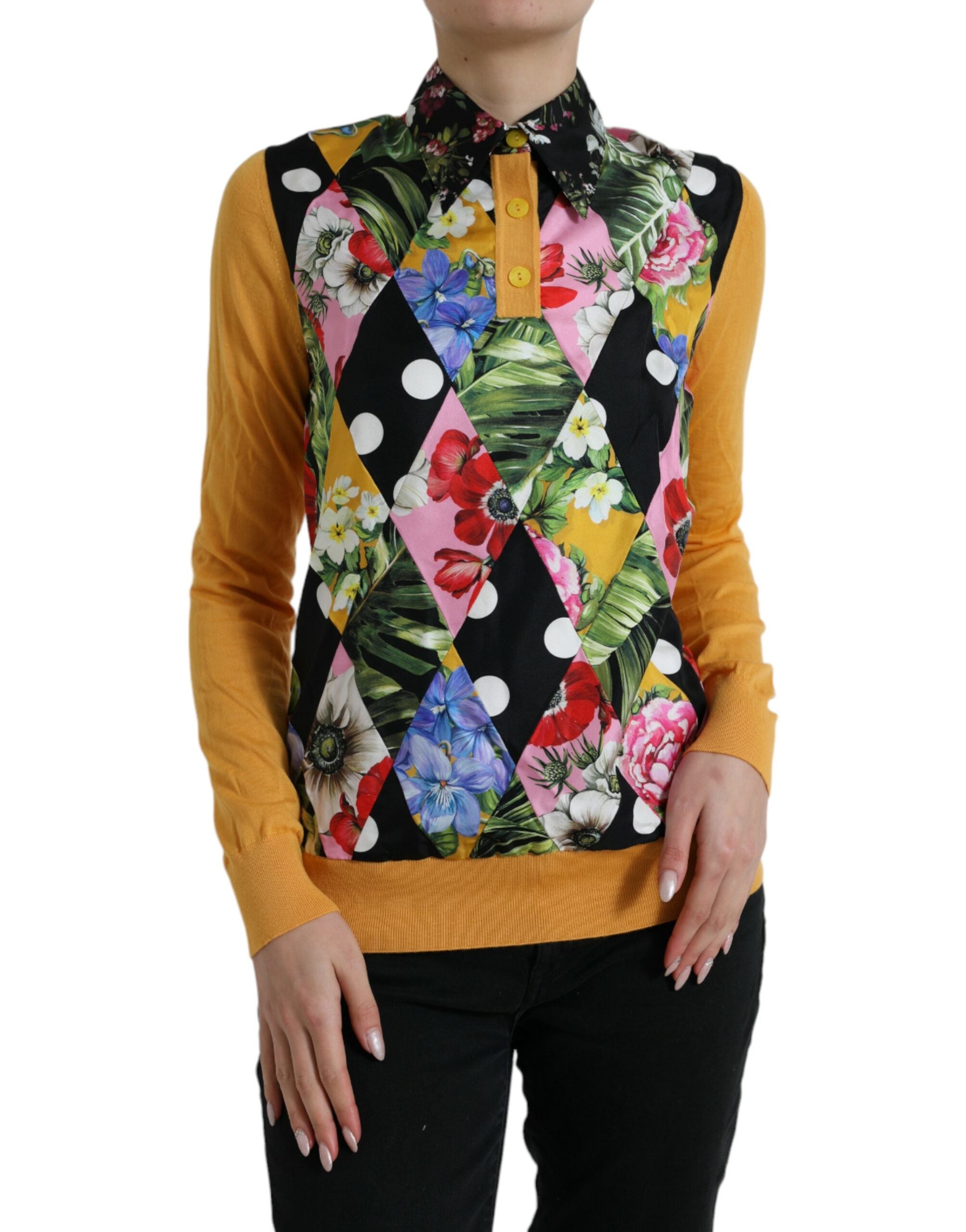 Dolce & Gabbana multicoloured patchwork Henley sweater in cashmere-1