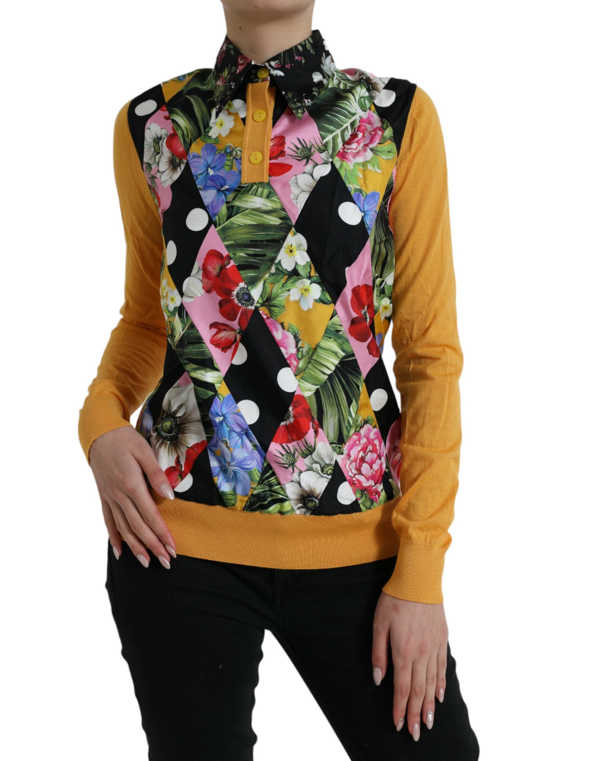 Dolce & Gabbana multicoloured patchwork Henley sweater in cashmere-2