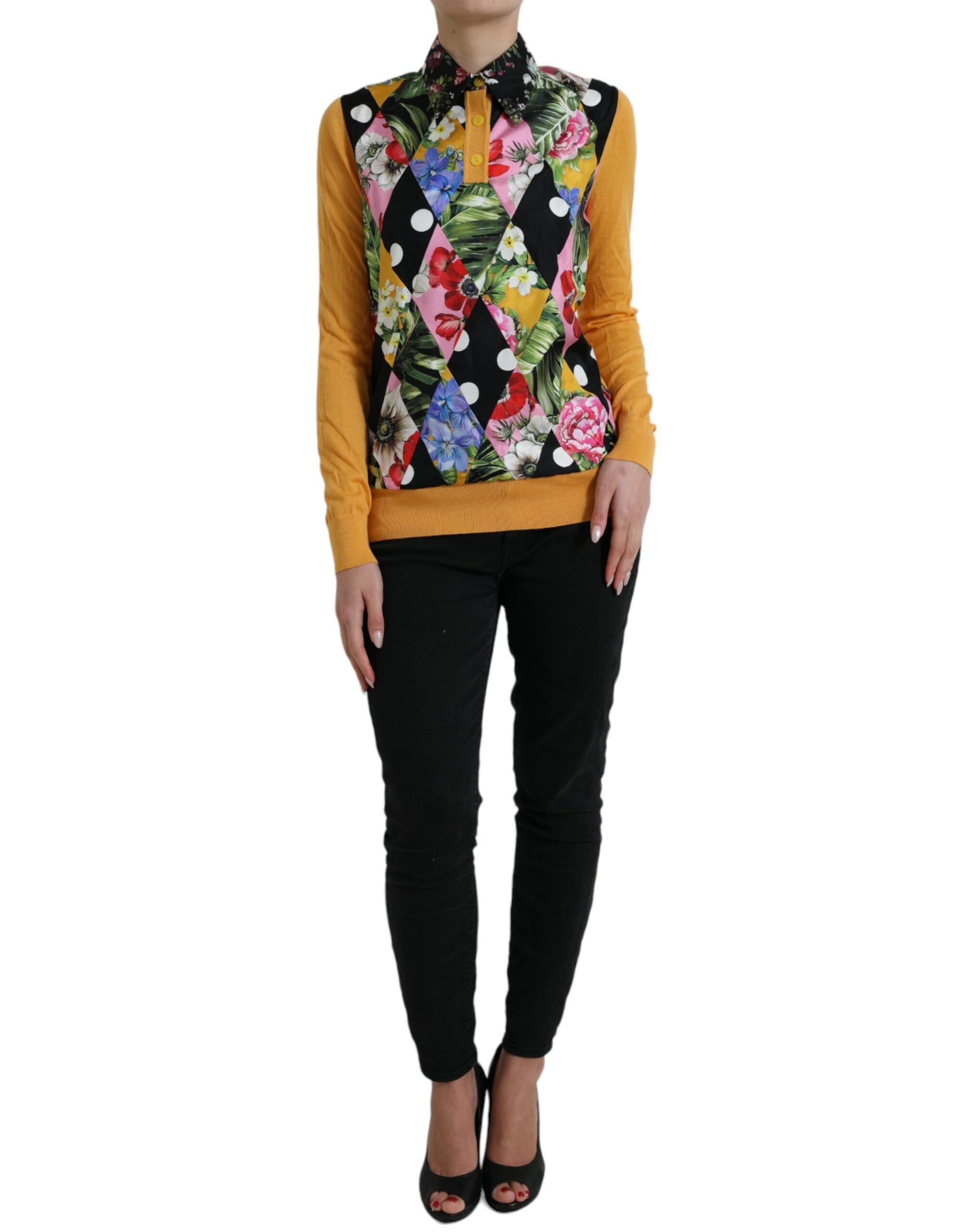Dolce & Gabbana multicoloured patchwork Henley sweater in cashmere-4