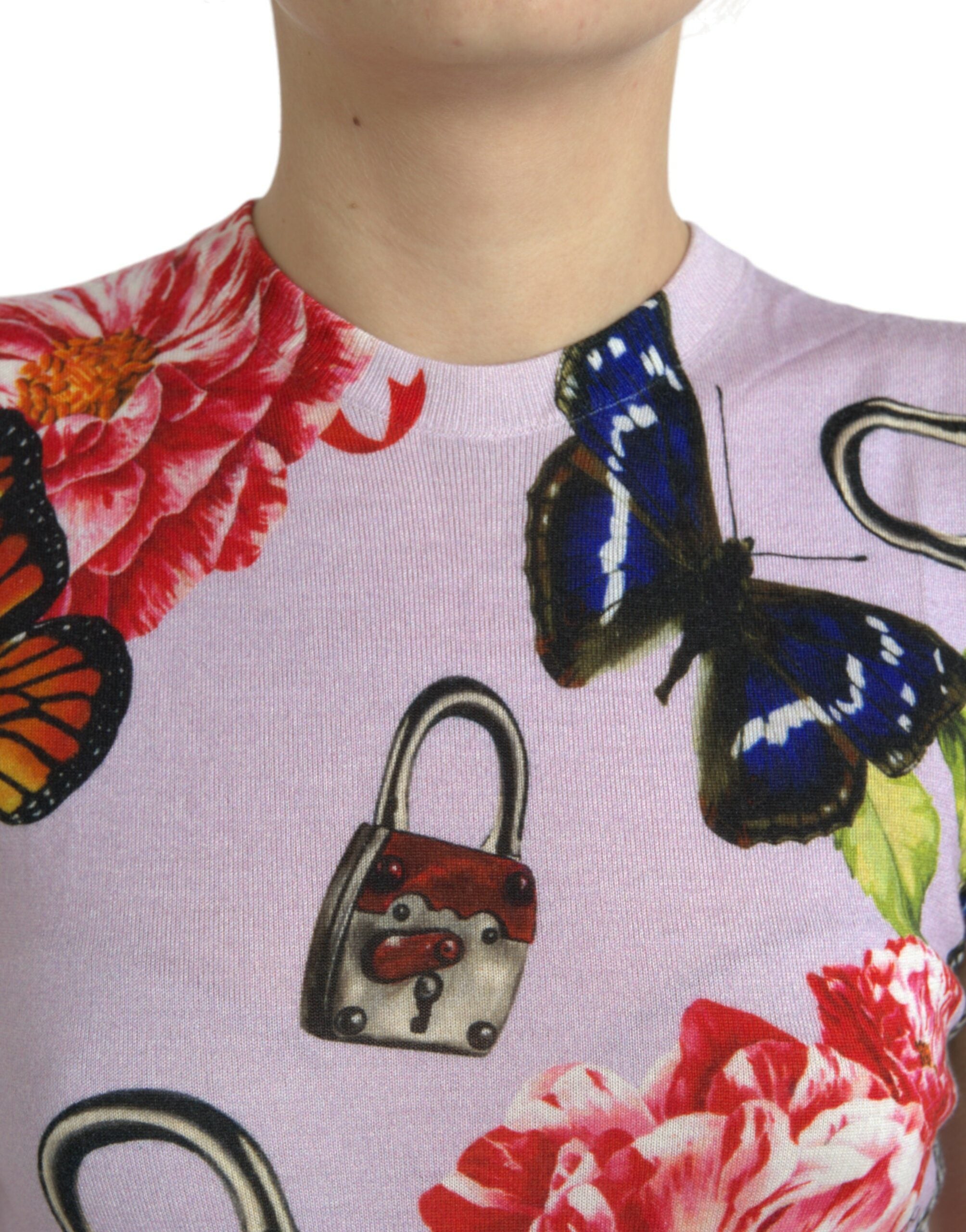 Dolce & Gabbana Multicolor Floral Padlock Butterfly Tank Top-4