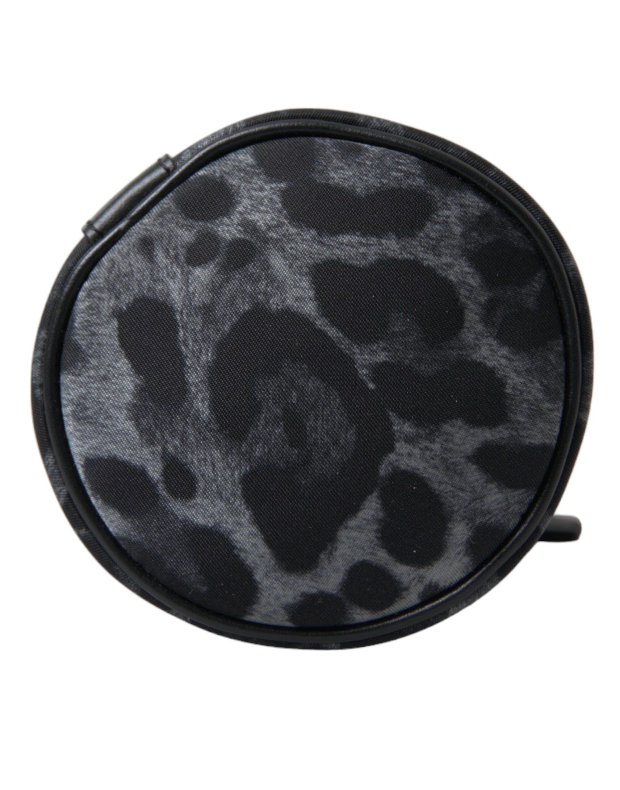 Dolce & Gabbana Schwarzer Leopard Runde schlanke Tote Flaschenhaltertasche-3