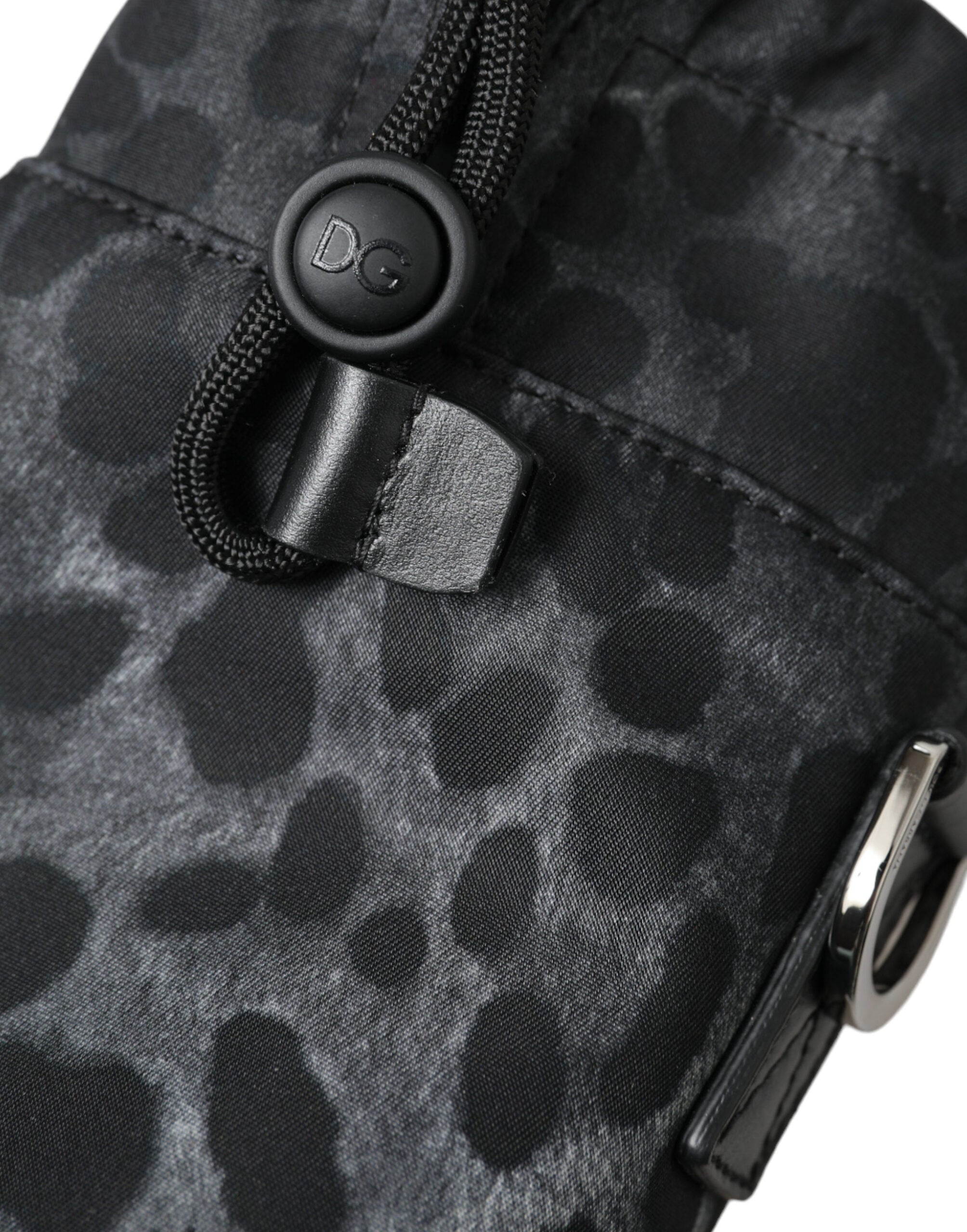Dolce & Gabbana Schwarzer Leopard Runde schlanke Tote Flaschenhaltertasche-5