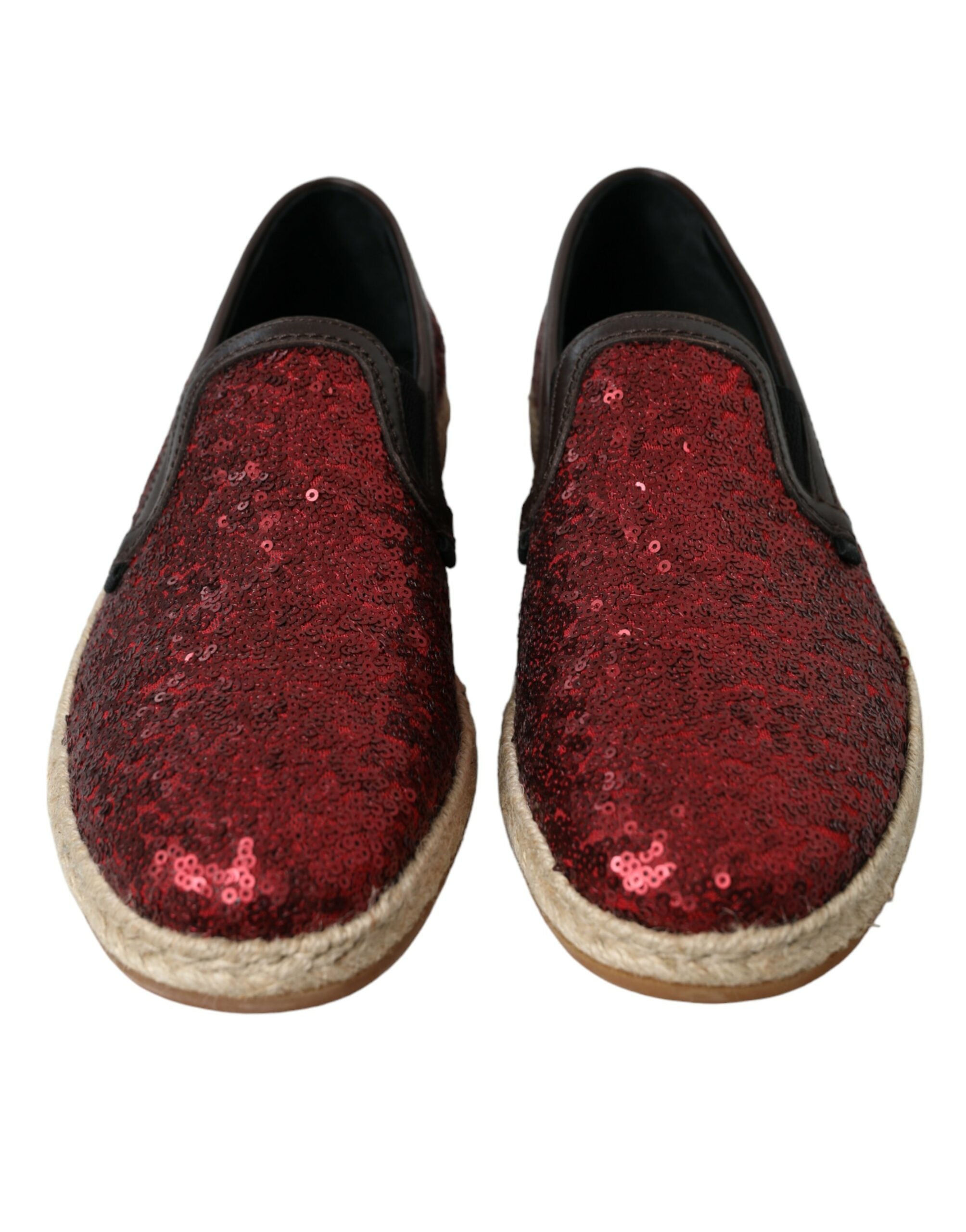 Dolce & Gabbana Red Sequin Loafer Slippers Men's Shoes-2