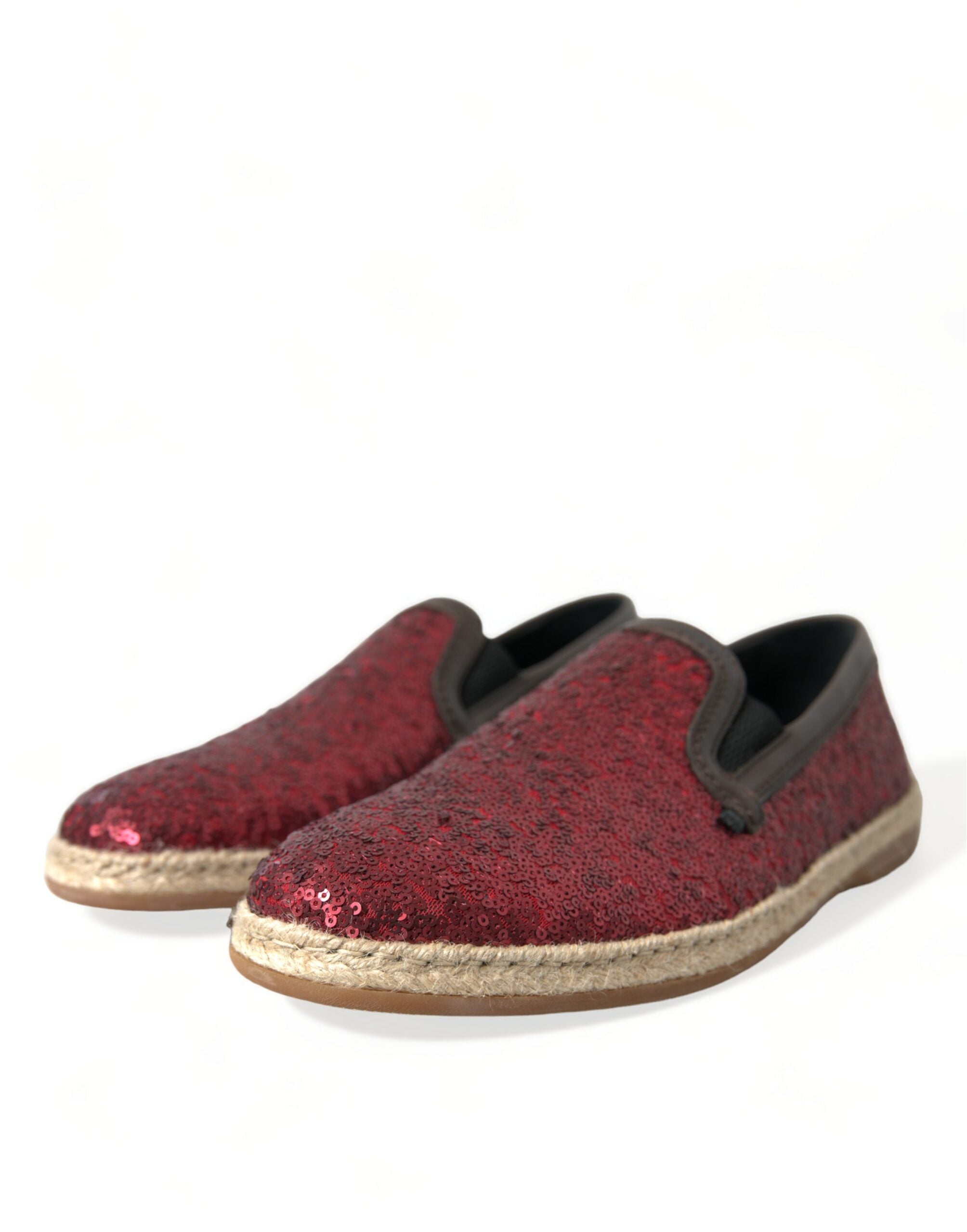 Dolce & Gabbana Red Sequin Loafer Slippers Men's Shoes-3