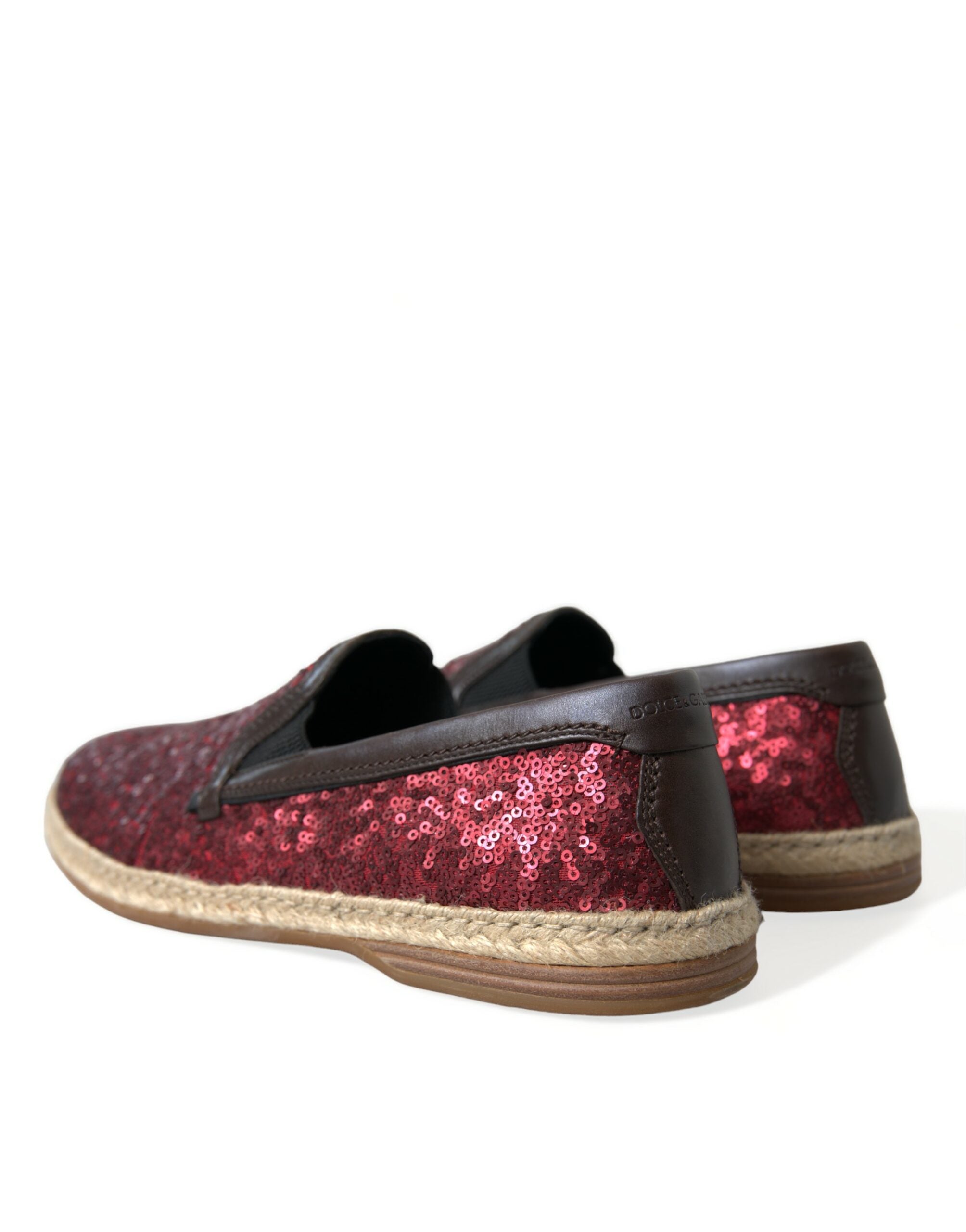 Dolce & Gabbana Red Sequin Loafer Slippers Men's Shoes-4