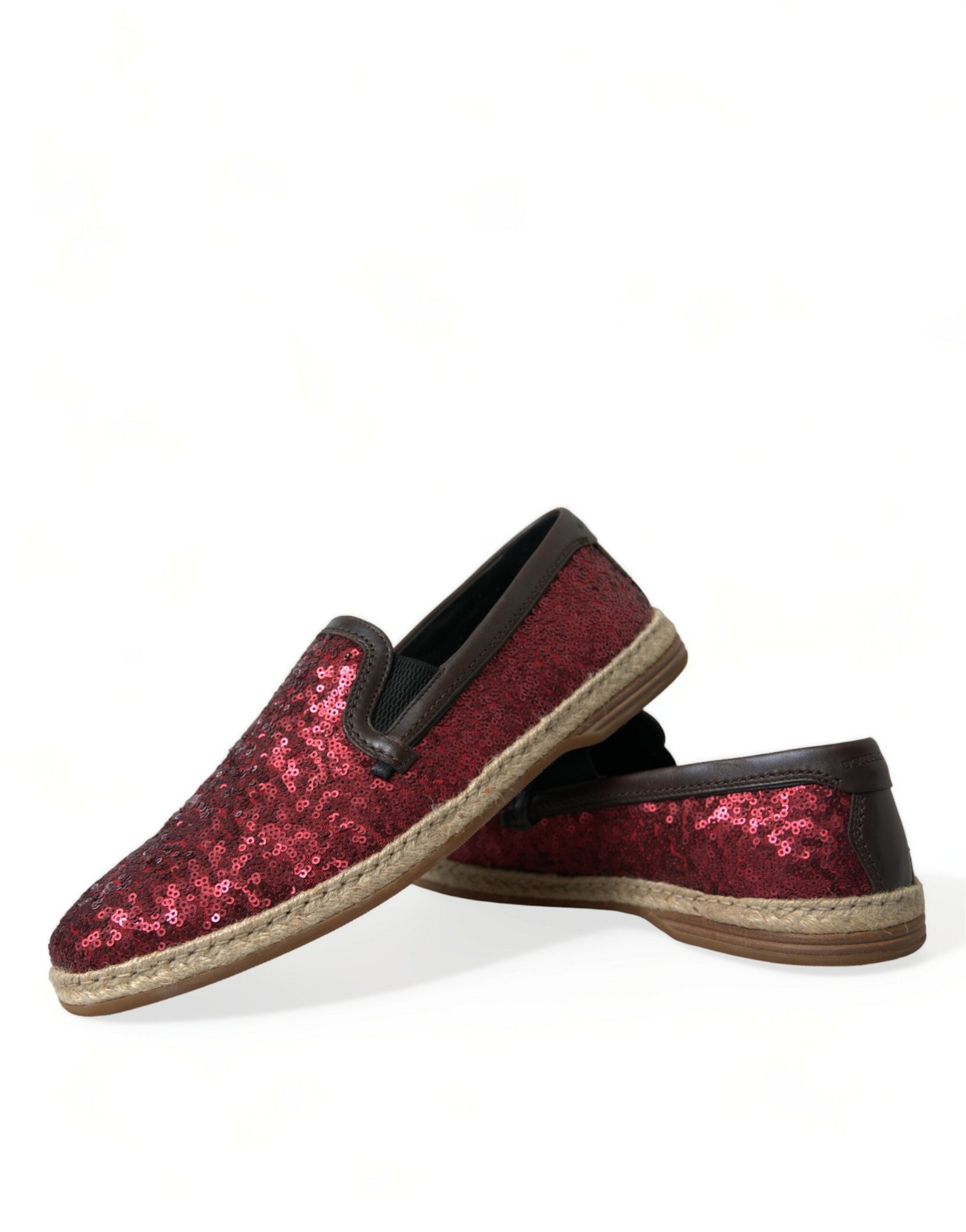 Dolce & Gabbana Red Sequin Loafer Slippers Men's Shoes-7