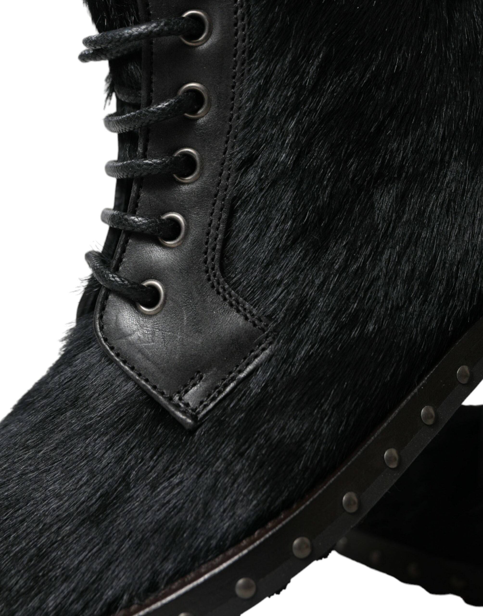 Dolce & Gabbana Schwarze Pony Style Leder Mid Calf Stiefel Schuhe-8