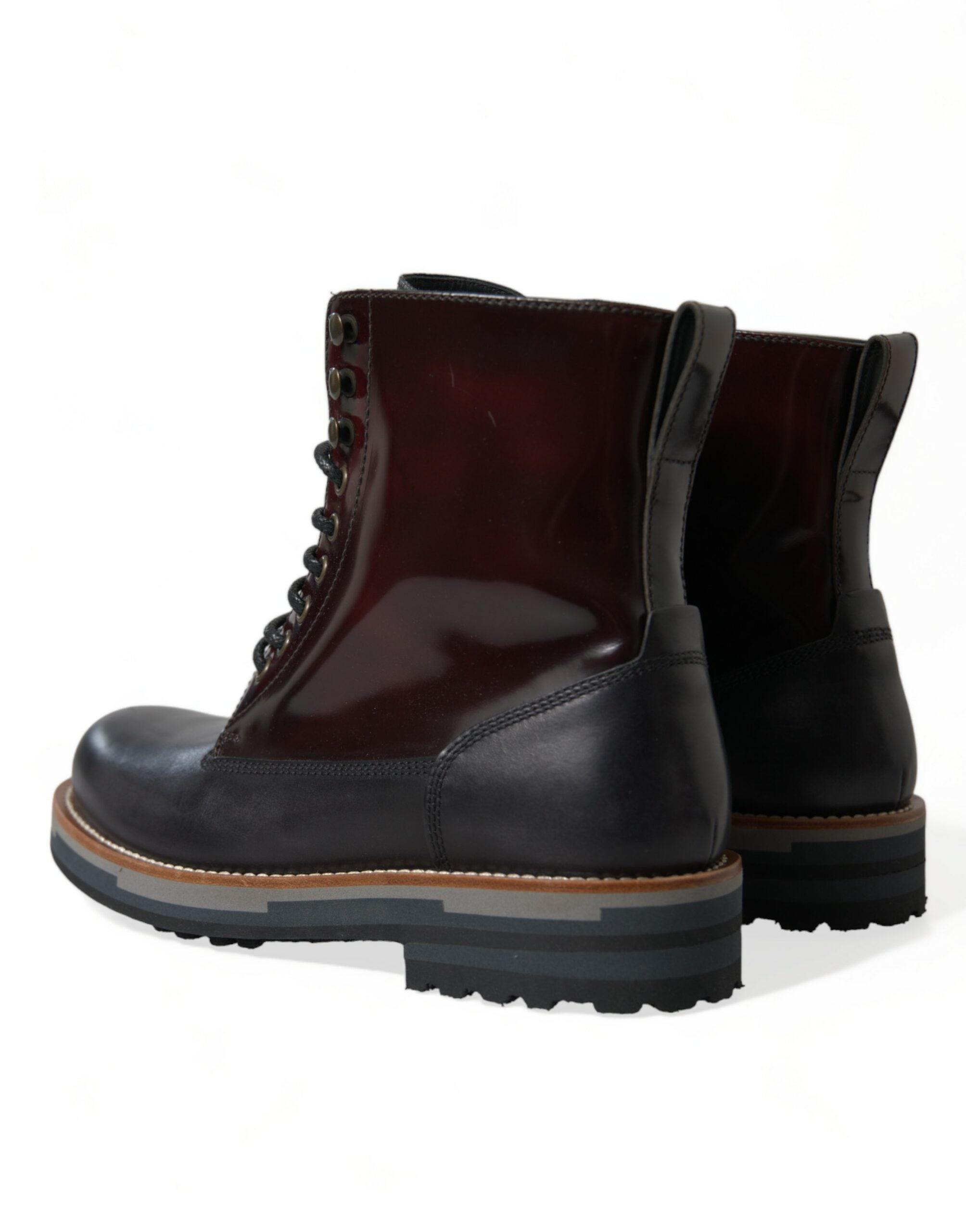 Botas militares de combate de cuero negro de Dolce & Gabbana-4
