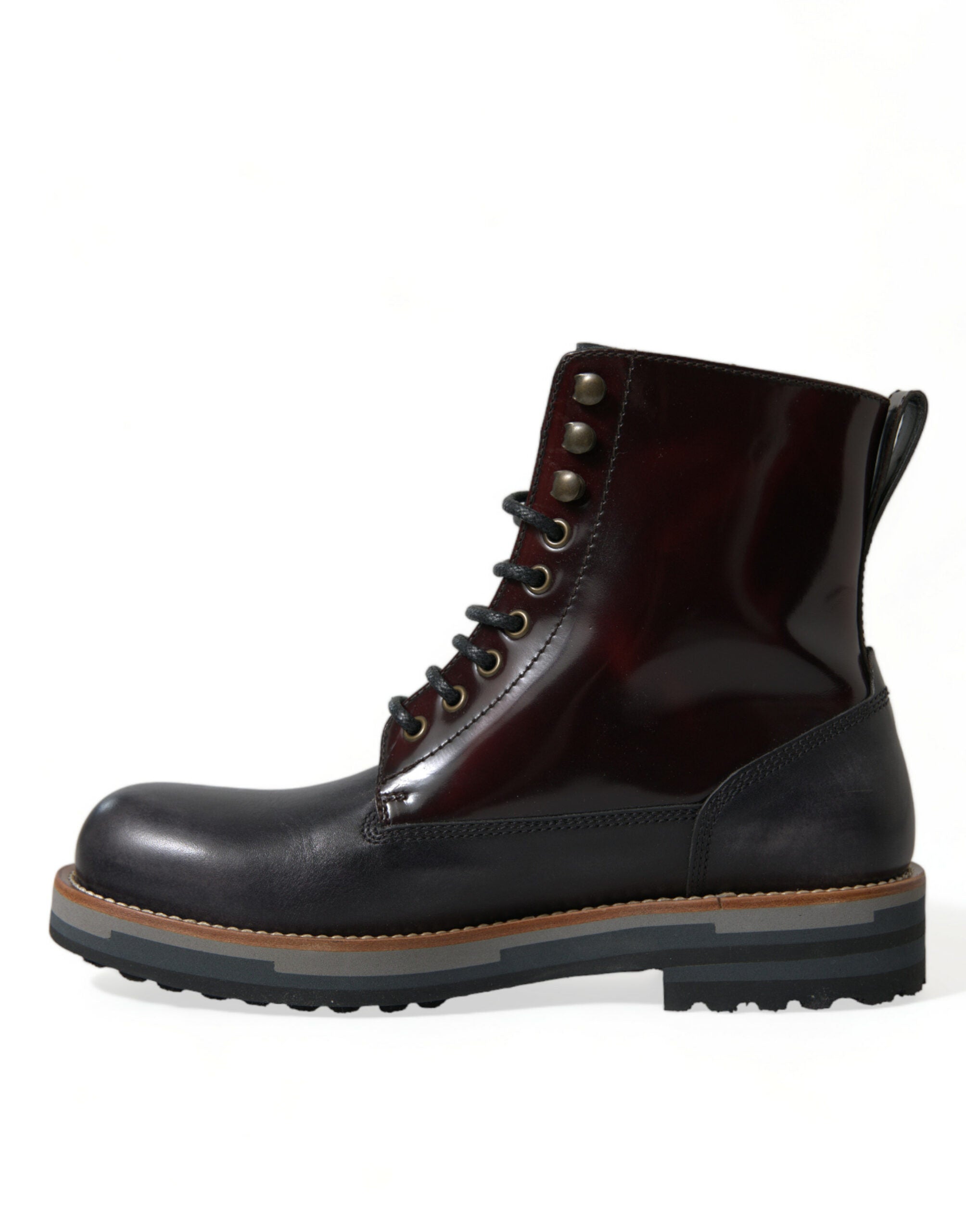 Botas militares de combate de cuero negro de Dolce & Gabbana-5