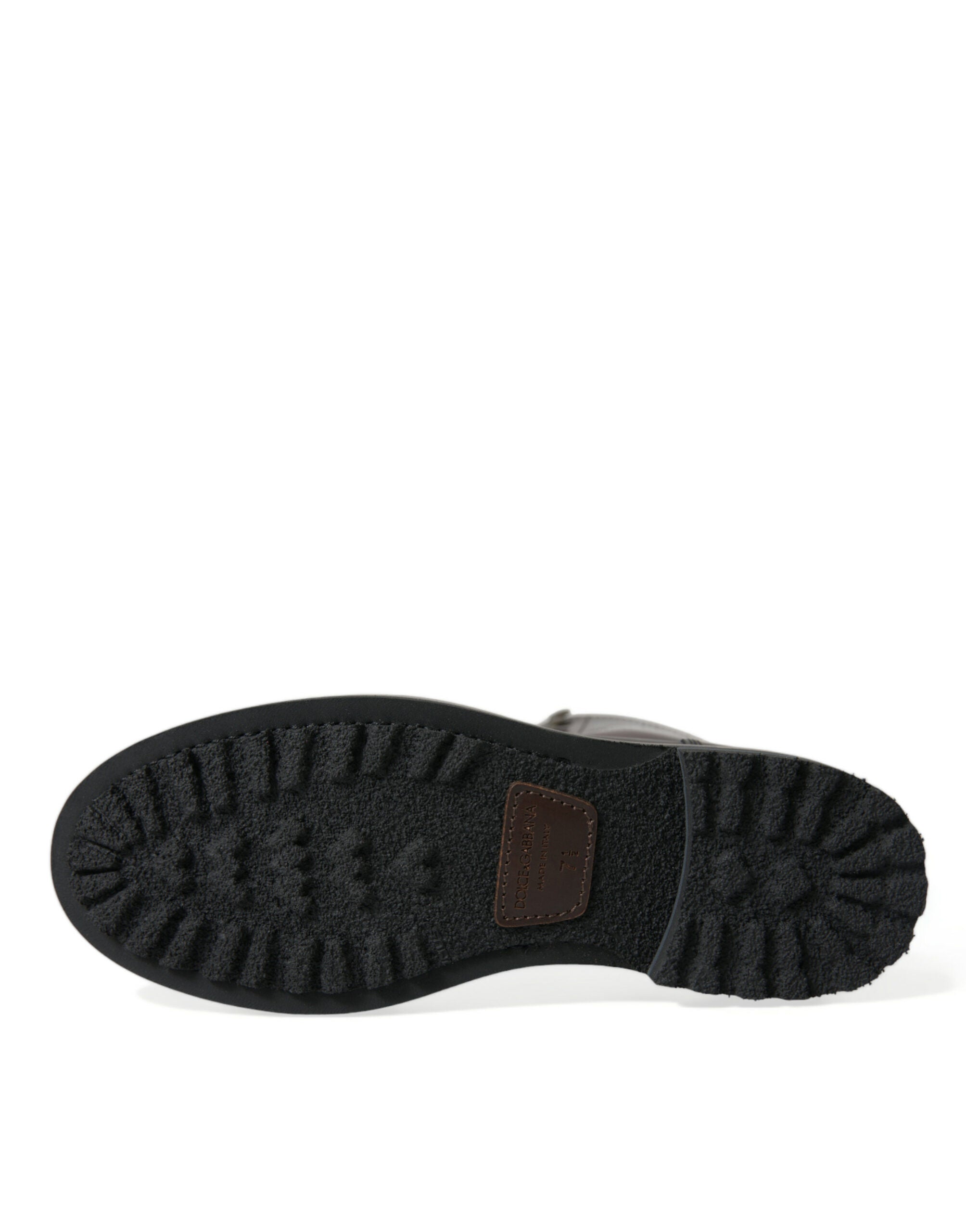 Botas militares de combate de cuero negro de Dolce & Gabbana-6
