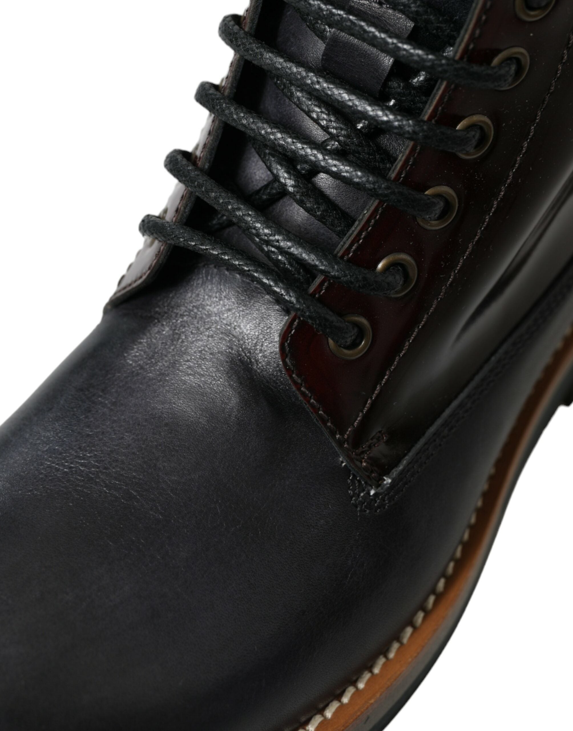 Botas militares de combate de cuero negro de Dolce & Gabbana-7