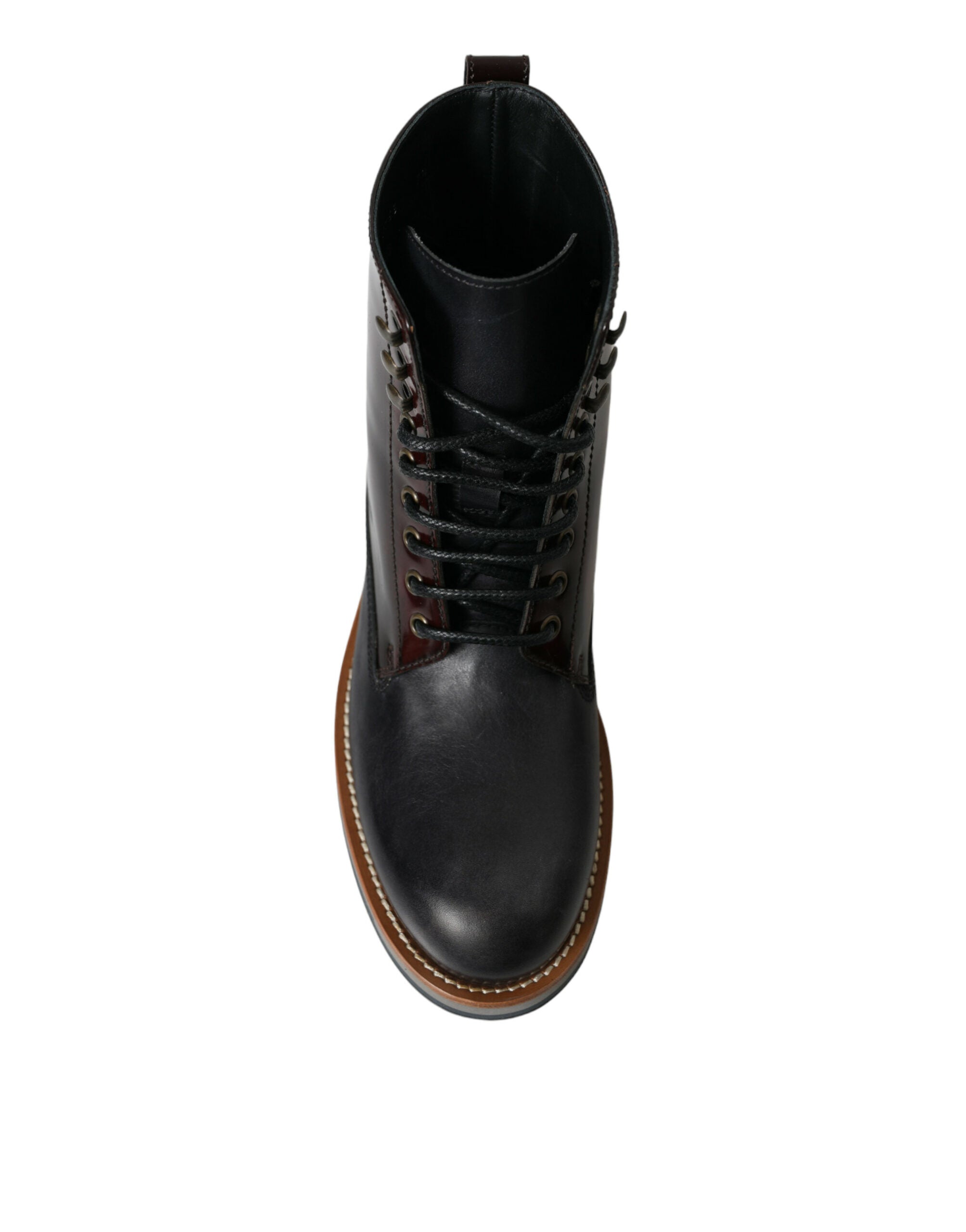 Botas militares de combate de cuero negro de Dolce & Gabbana-8