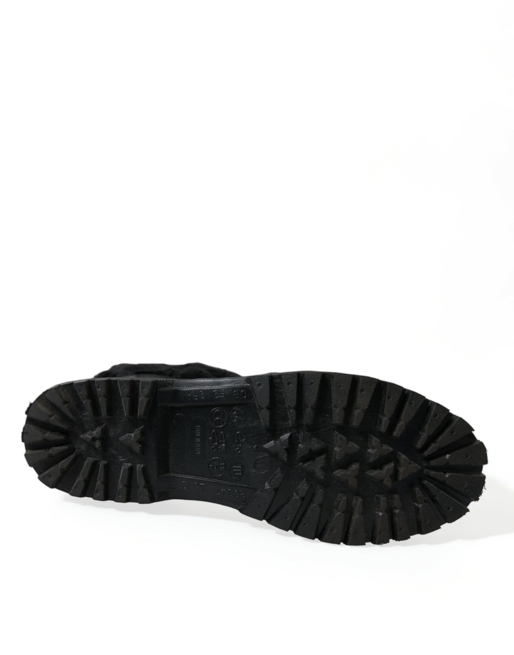 Botas de lluvia de piel de oveja con cordones de goma negros de Dolce & Gabbana-6