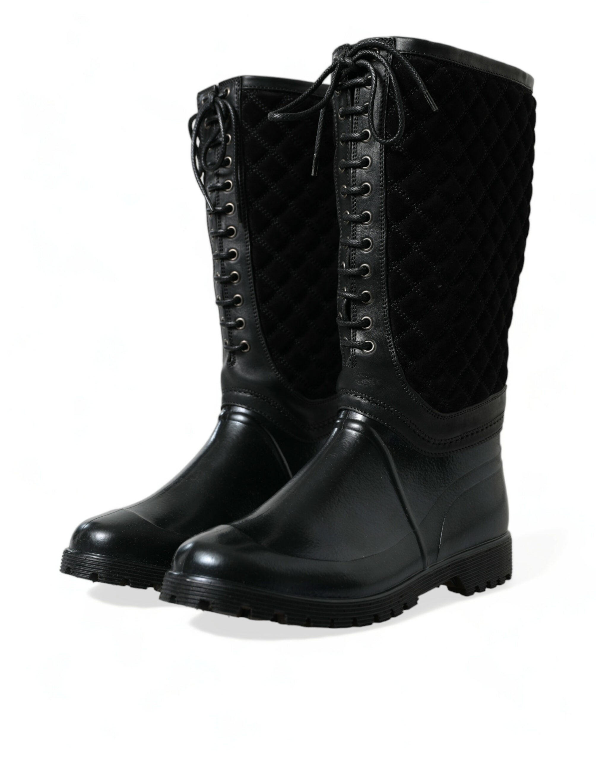 Botas de lluvia de ante y goma negras Chioggia de Dolce & Gabbana-3