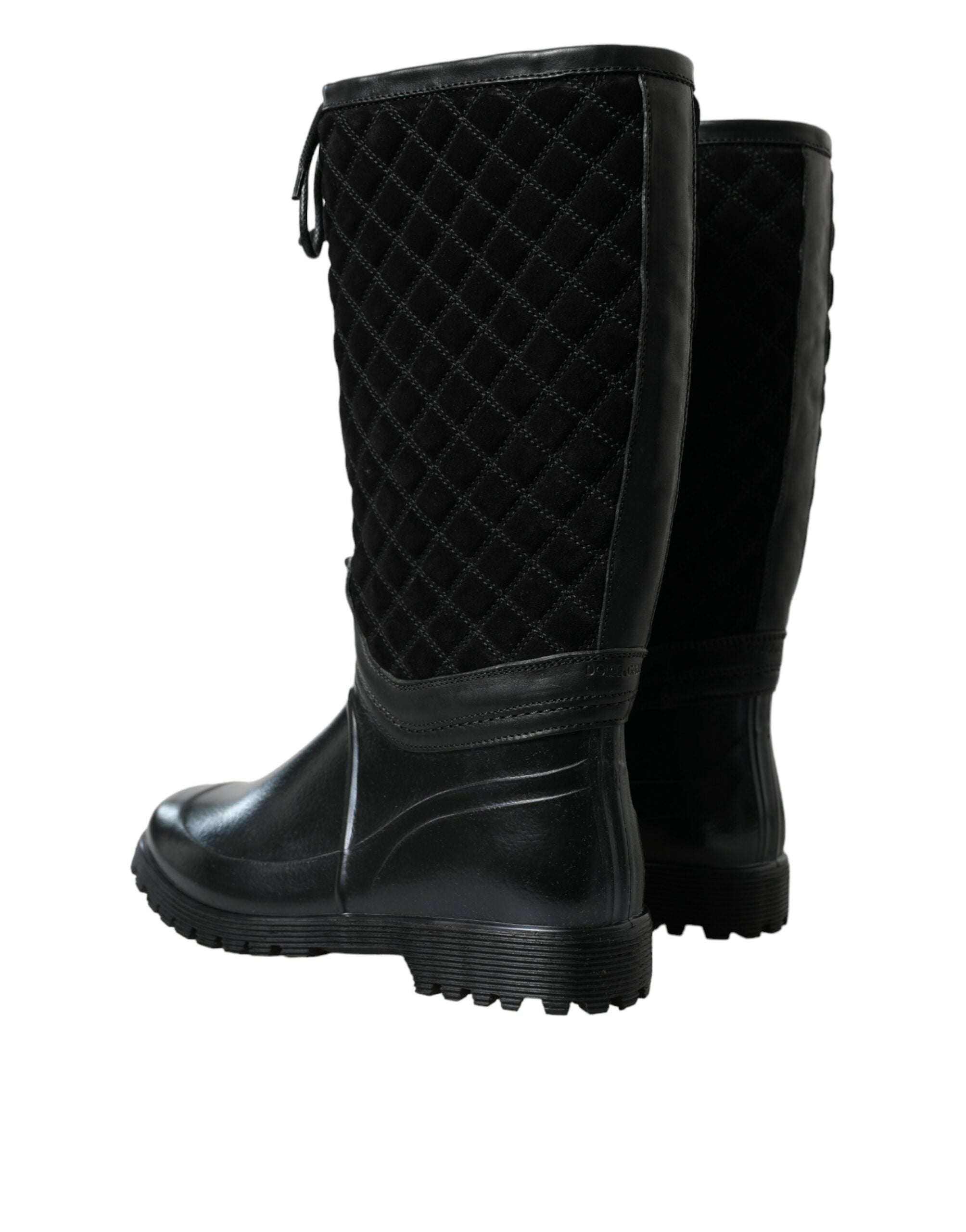 Botas de lluvia de ante y goma negras Chioggia de Dolce & Gabbana-4