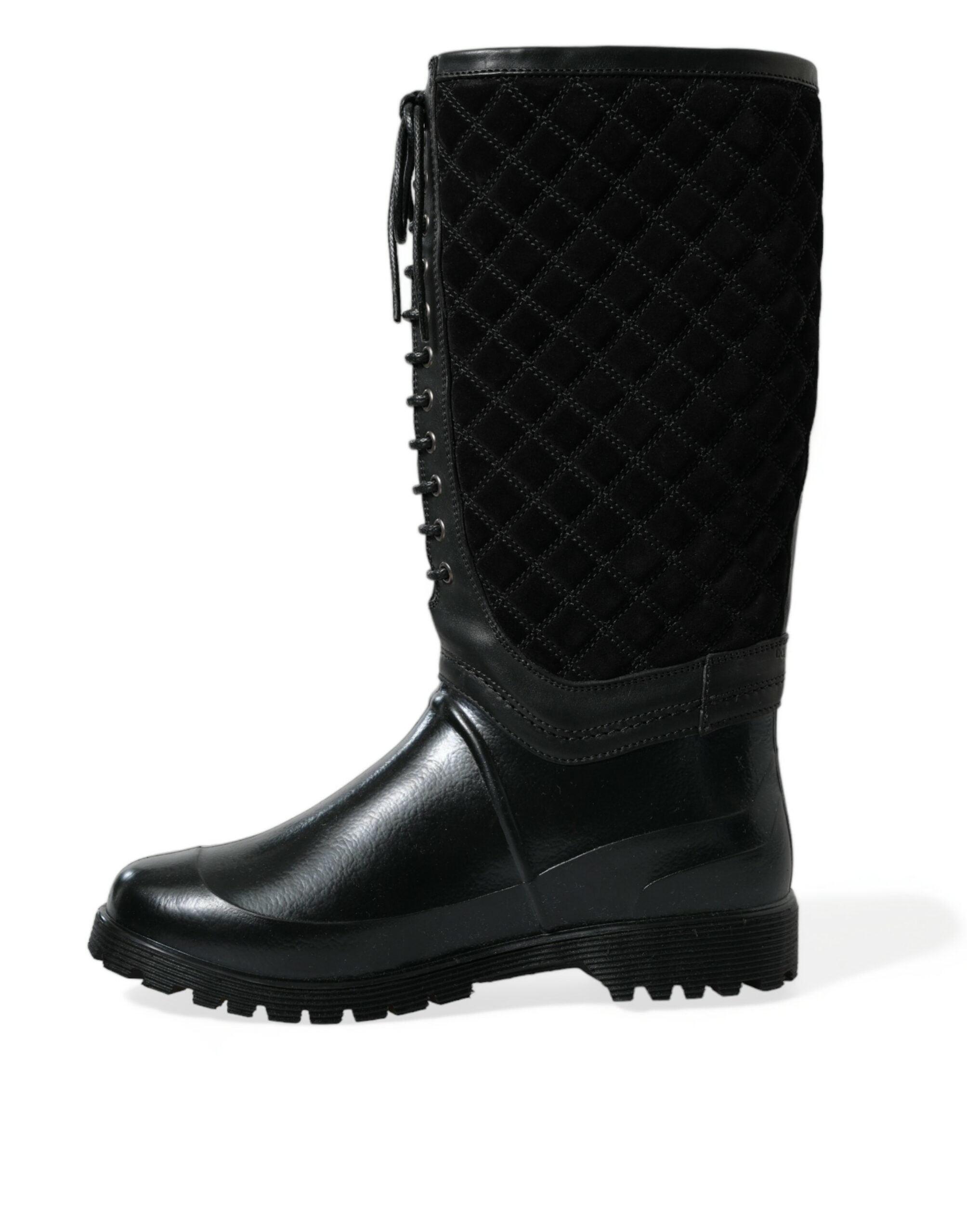 Botas de lluvia de ante y goma negras Chioggia de Dolce & Gabbana-5