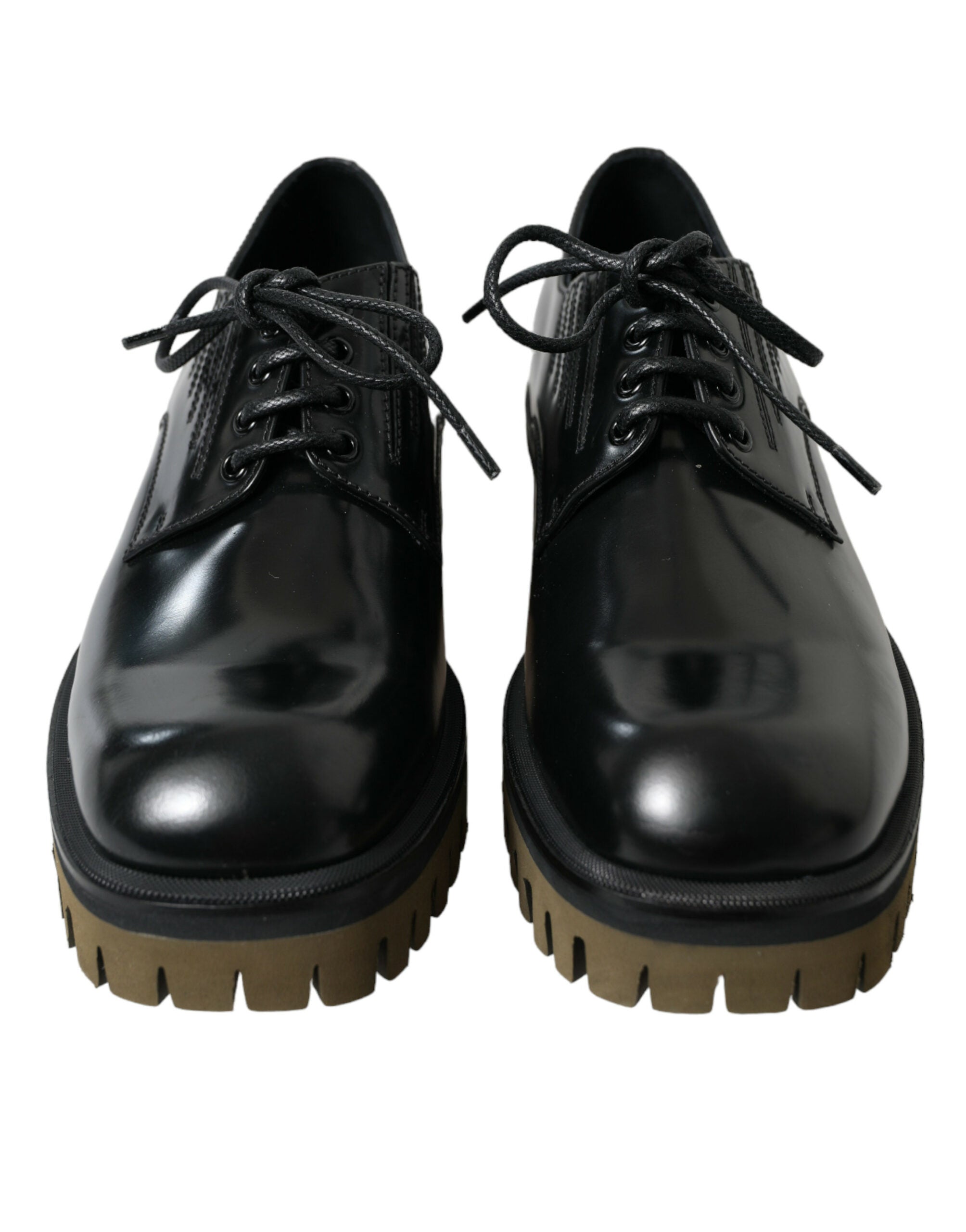 Zapatos de vestir Derby con cordones de cuero negro de Dolce & Gabbana para hombre-2