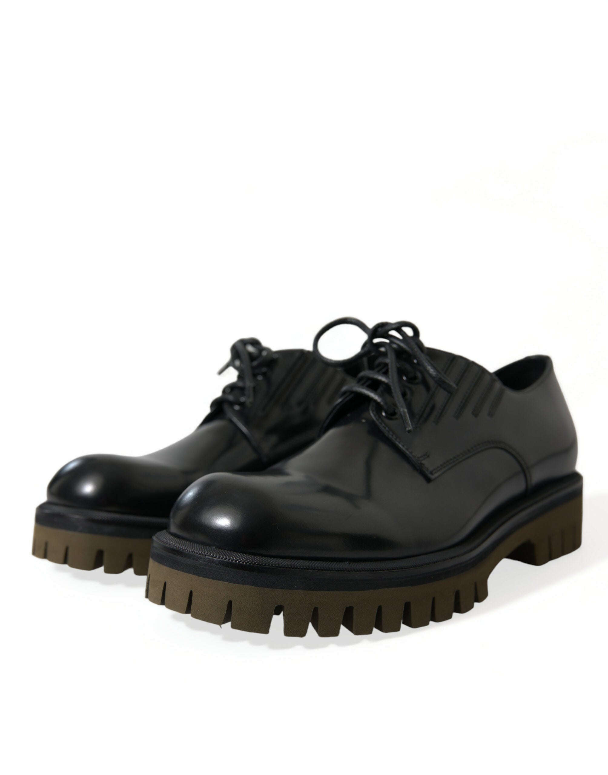 Zapatos de vestir Derby con cordones de cuero negro de Dolce & Gabbana para hombre-3