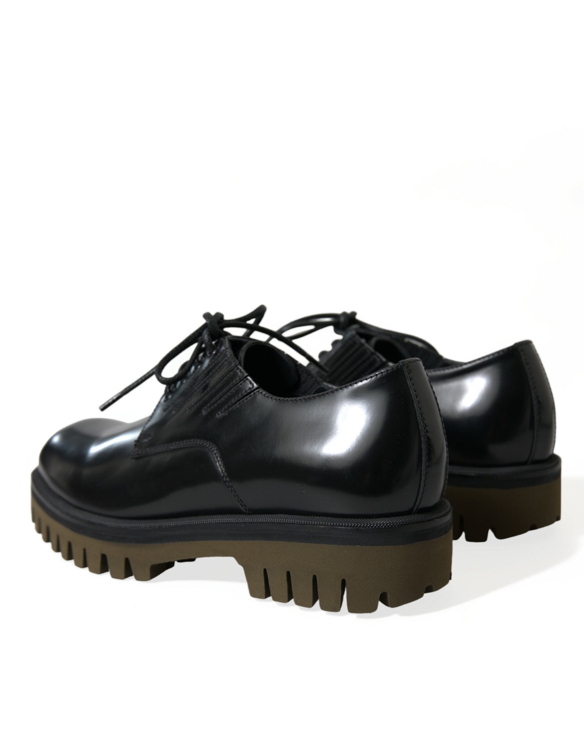 Zapatos de vestir Derby con cordones de cuero negro de Dolce & Gabbana para hombre-4